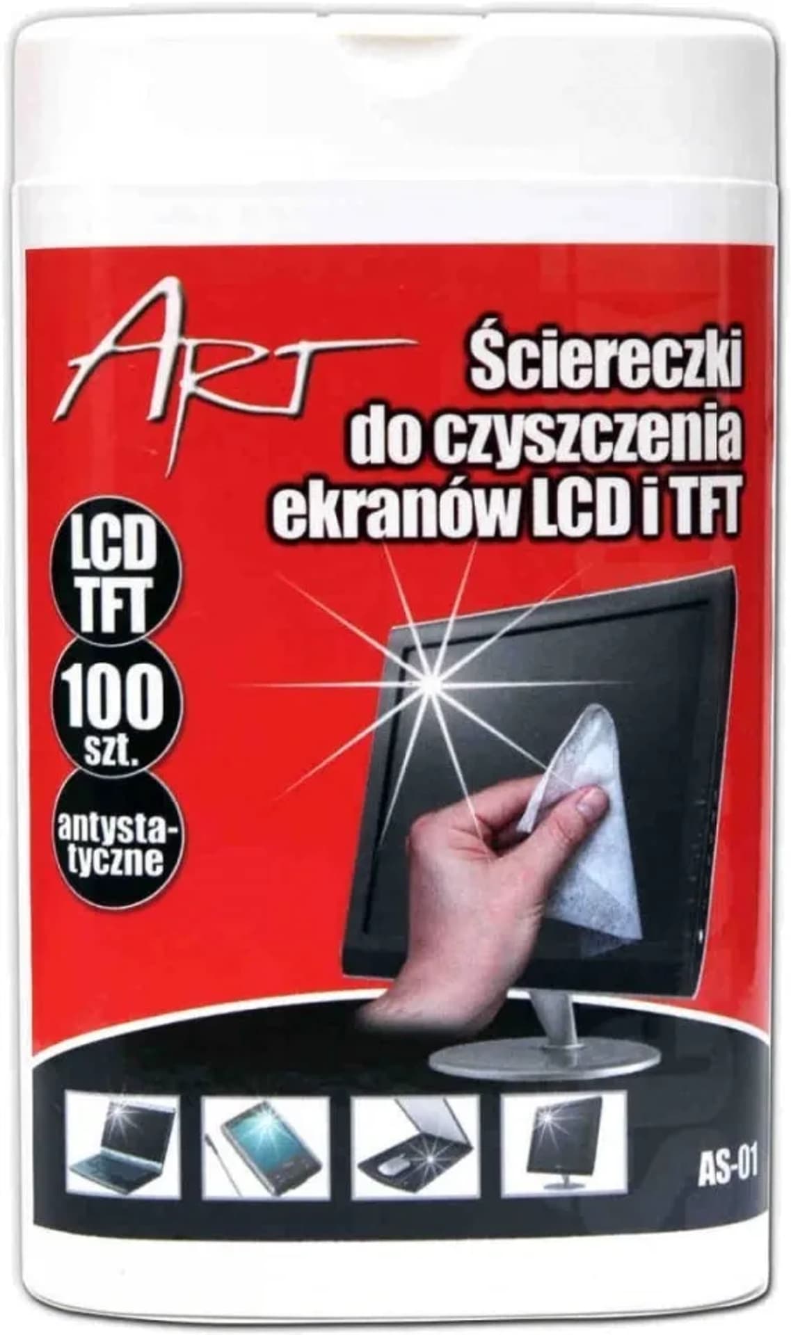 

ŚCIERECZKI DO CZYSZCZENIA EKRANÓW LCD/TFT 100SZT AS-01 ART