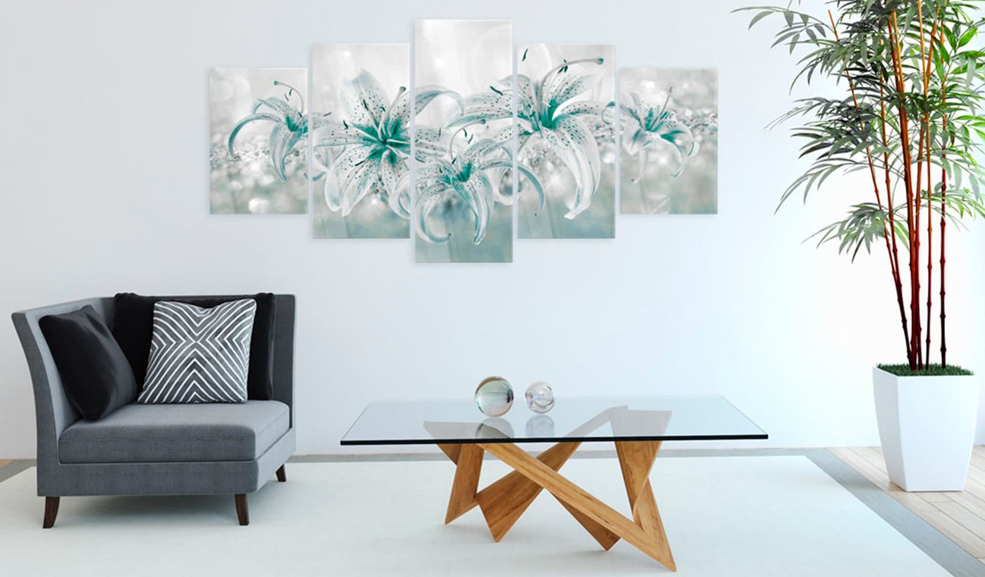 

Obraz na szkle akrylowym - Szafirowe lilie [Glass] (rozmiar 100x50)