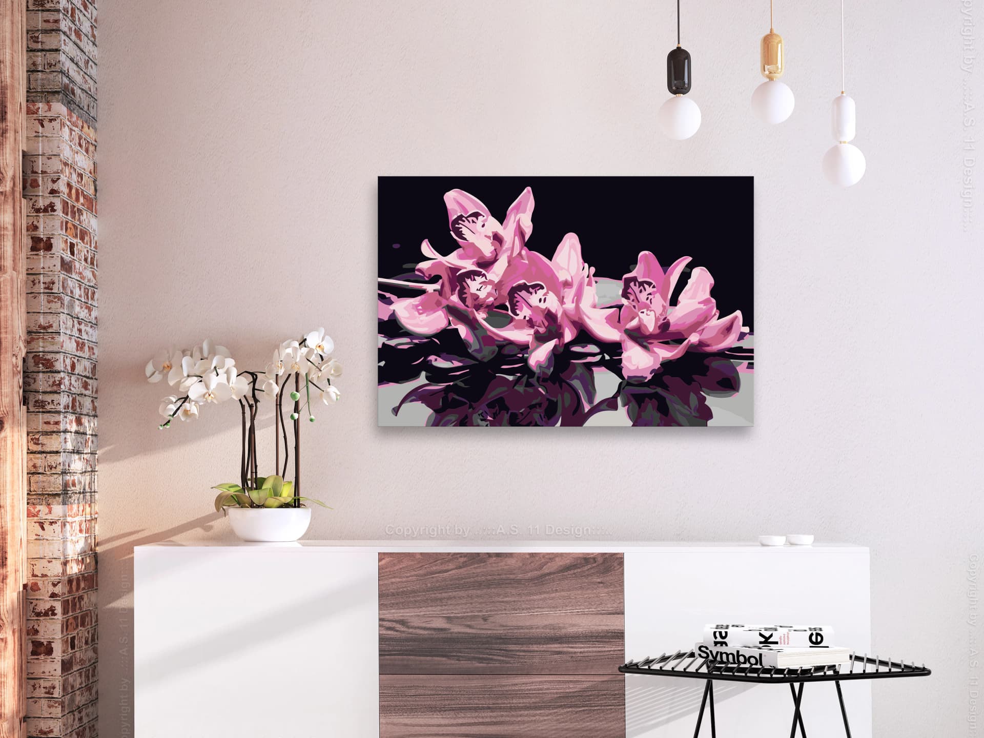 

Obraz do samodzielnego malowania - Różowa orchidea (czarne tło) (rozmiar 60x40)