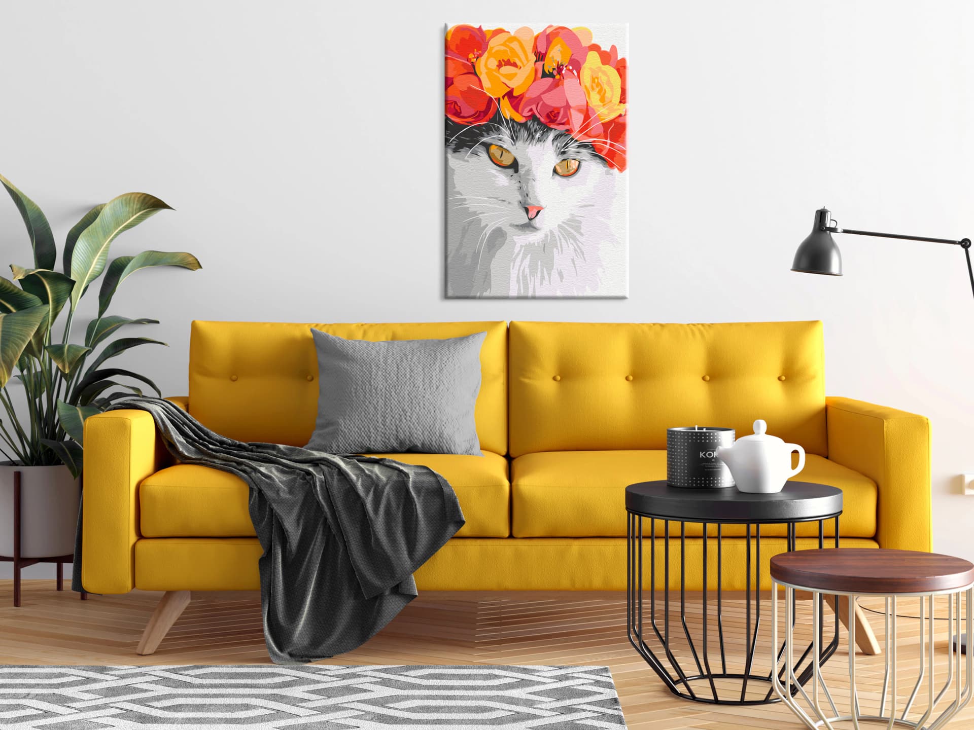 

Obraz do samodzielnego malowania - Kwiecisty kot (rozmiar 40x60)