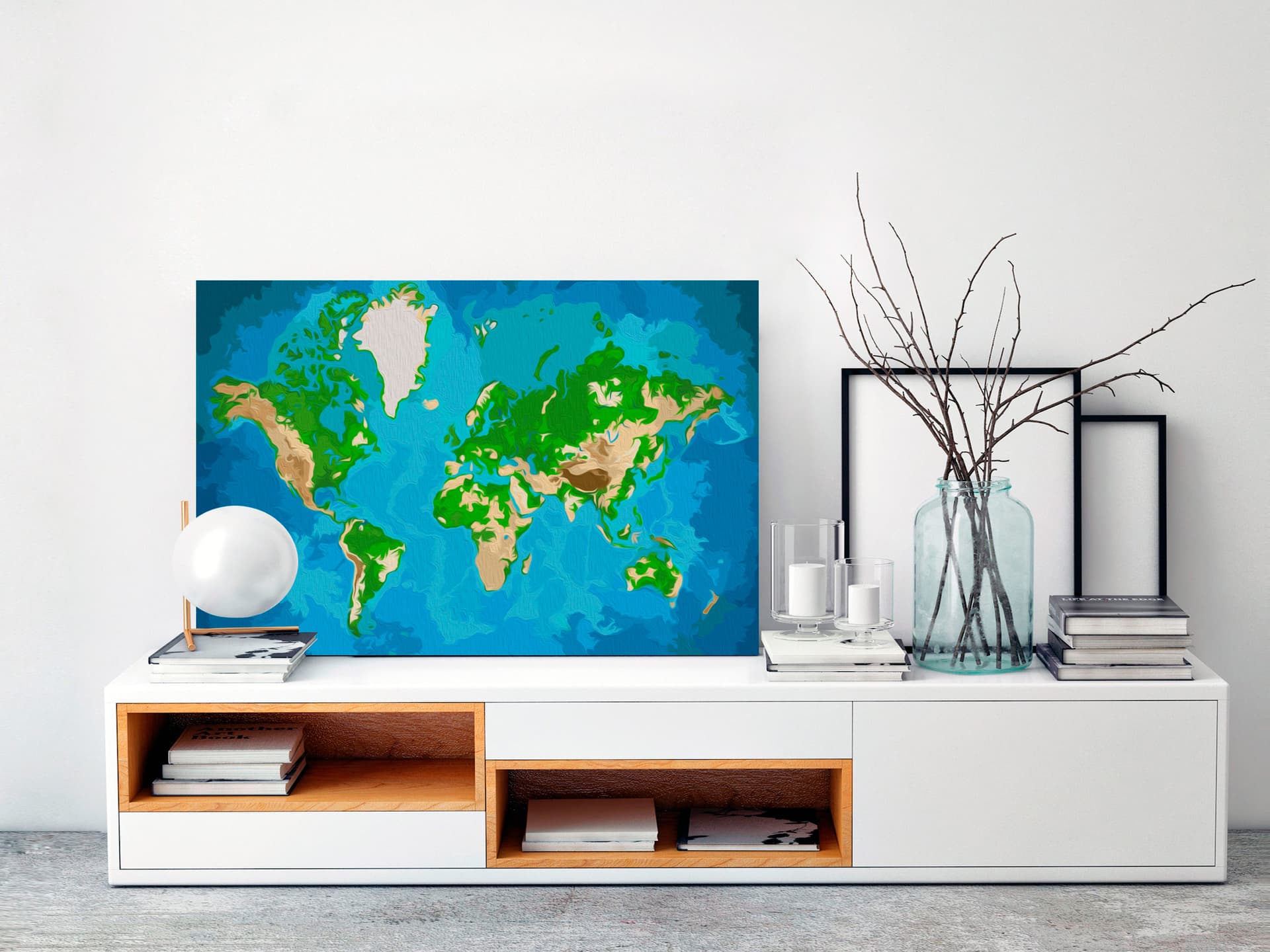 

Obraz do samodzielnego malowania - Mapa świata (niebiesko-zielona) (rozmiar 60x40)