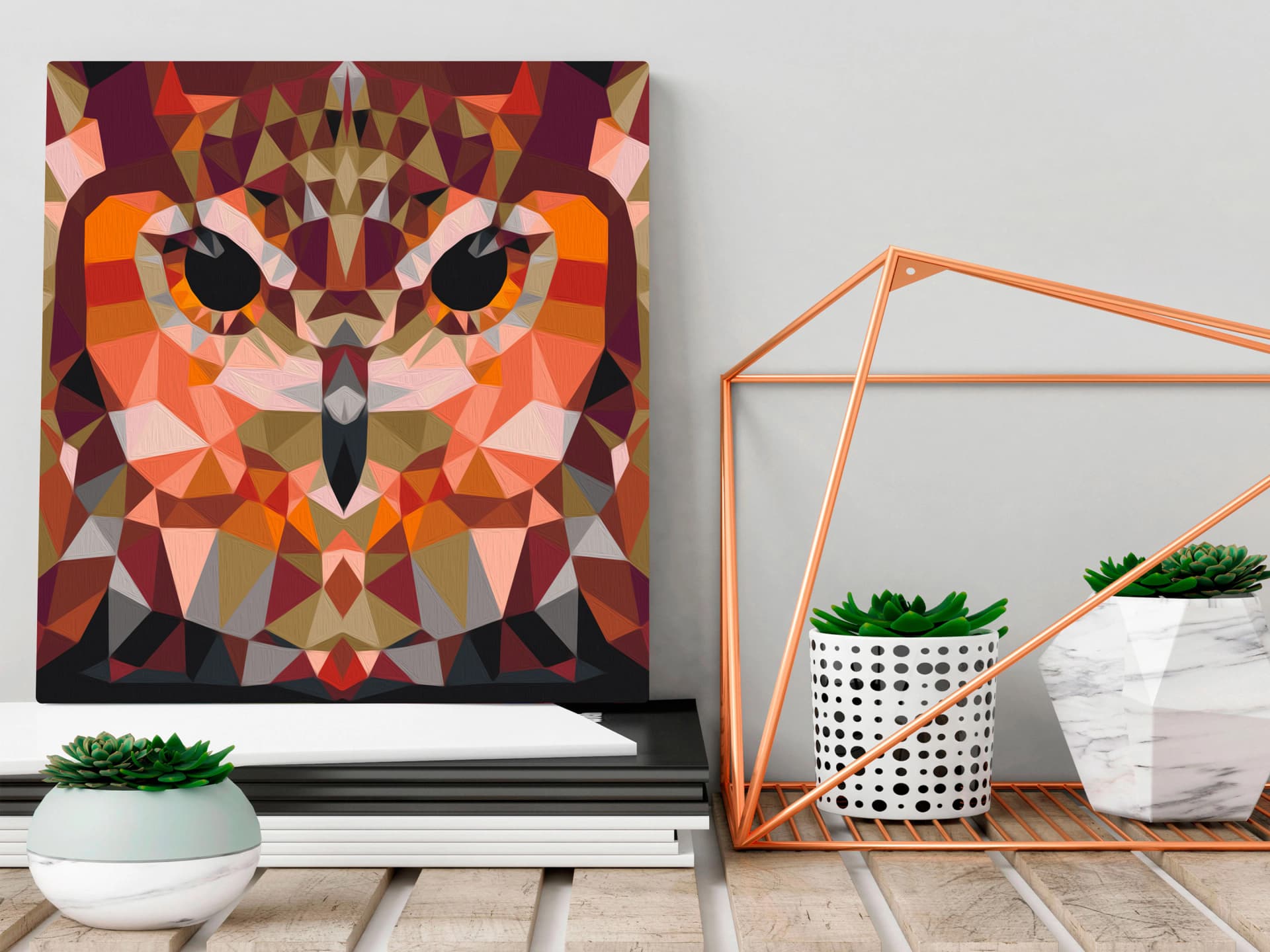 

Obraz do samodzielnego malowania - Geometryczna sowa (rozmiar 40x40)