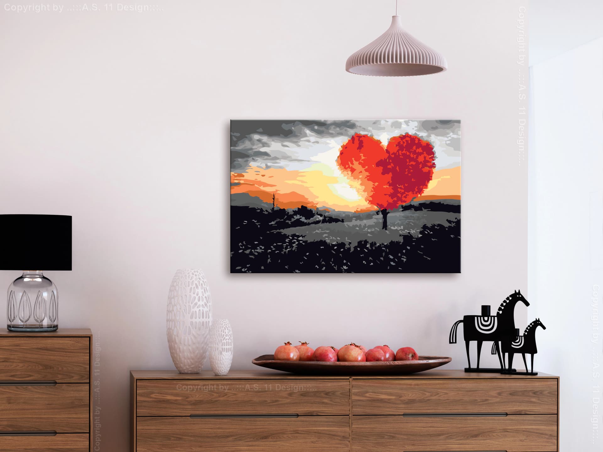 

Obraz do samodzielnego malowania - Drzewo w kształcie serca (wschód słońca) (rozmiar 60x40)