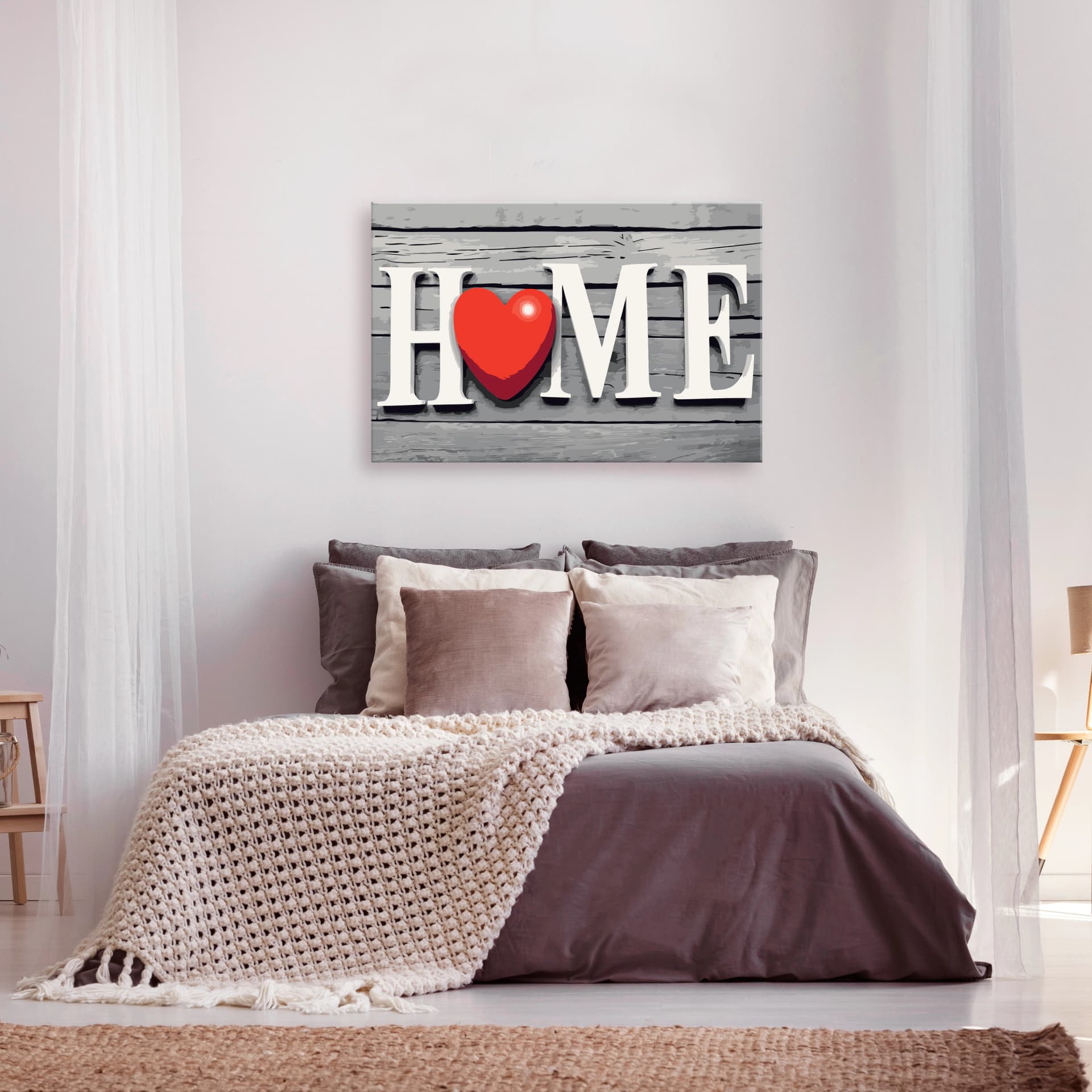 

Obraz do samodzielnego malowania - Home z czerwonym sercem (rozmiar 60x40)