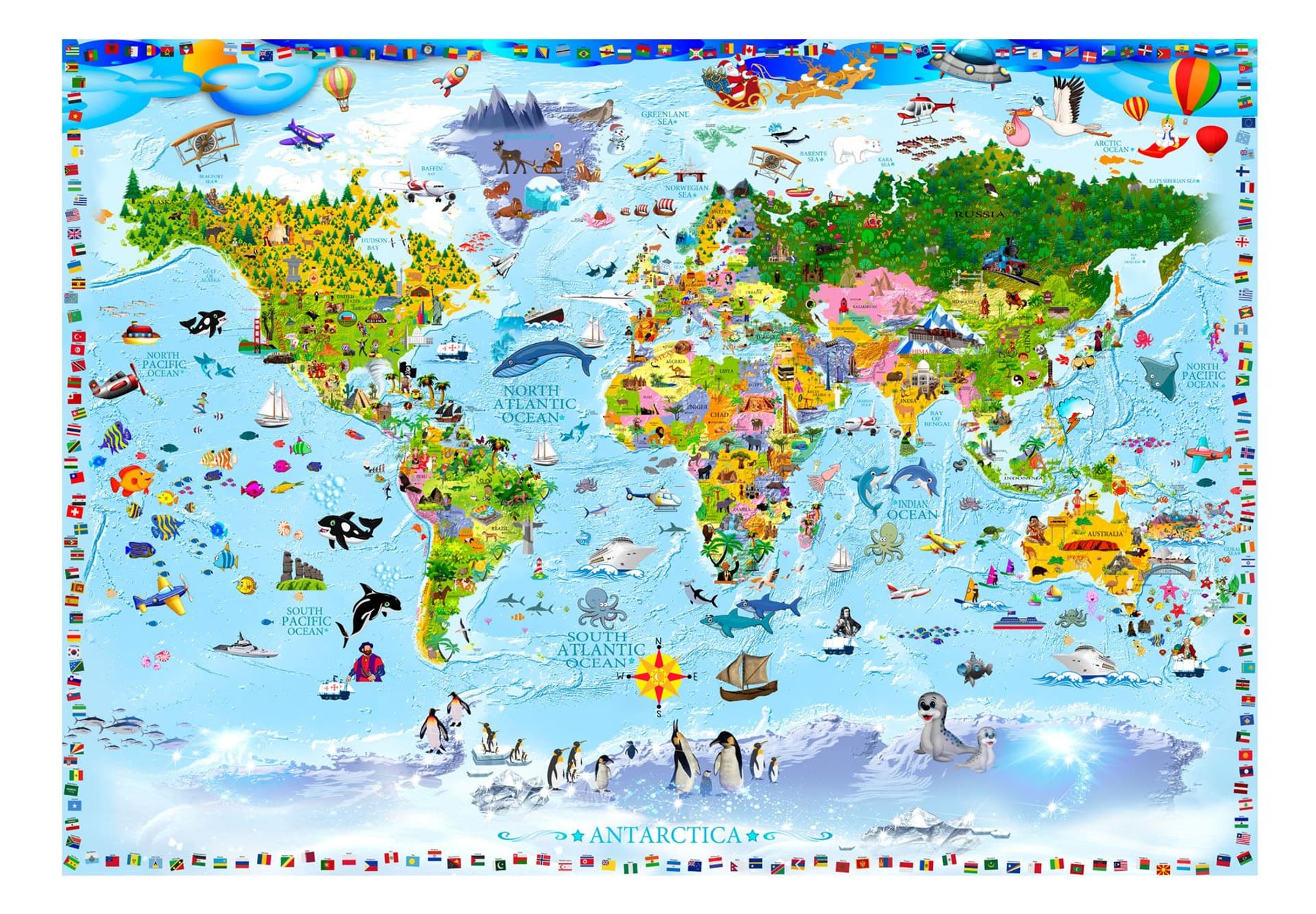 

Fototapeta samoprzylepna - Mapa świata dla dzieci z kolorowymi rysunkami (rozmiar 245x175)