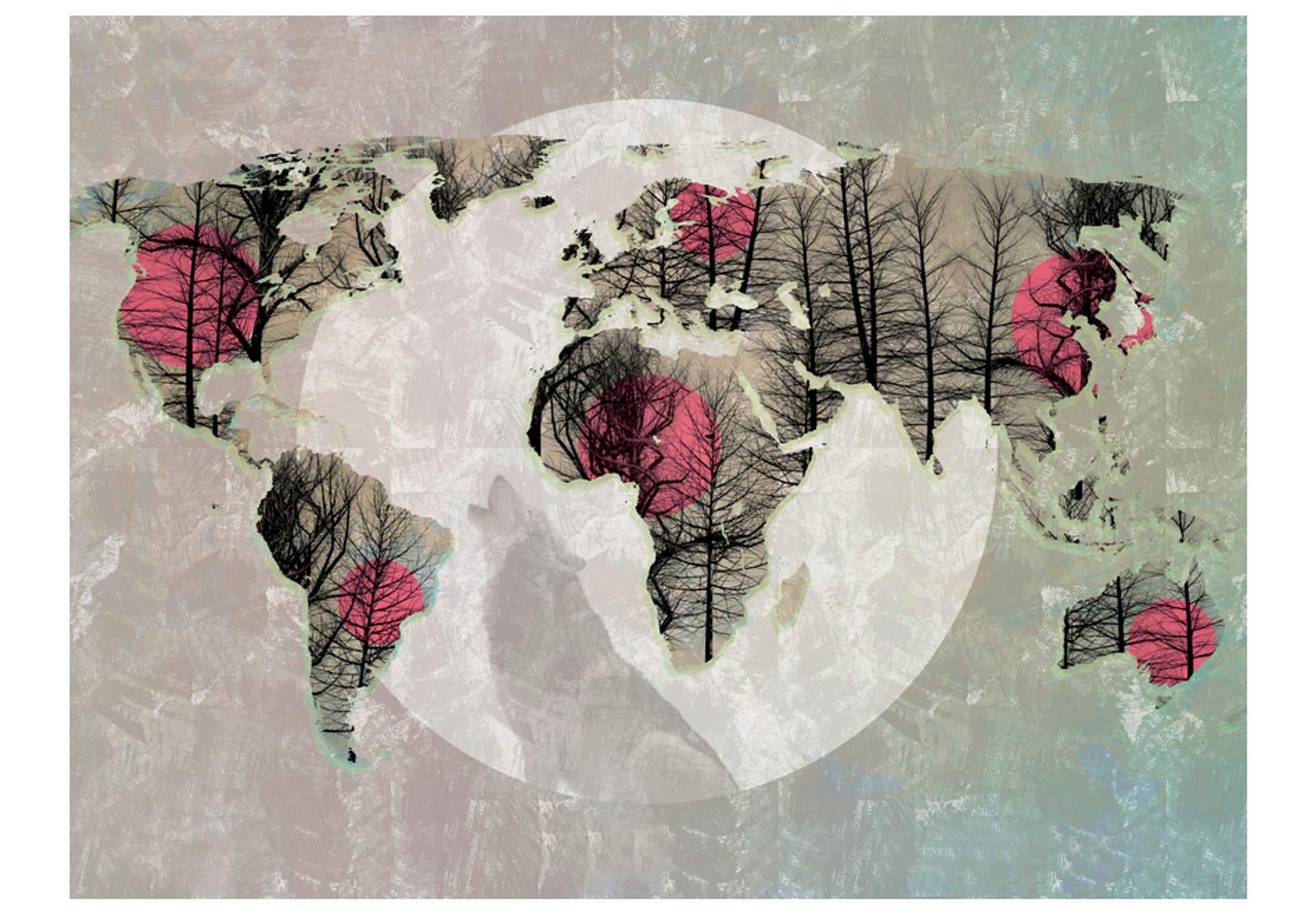 

Fototapeta - Map of the World - Howling to the moon (rozmiar 200x154)