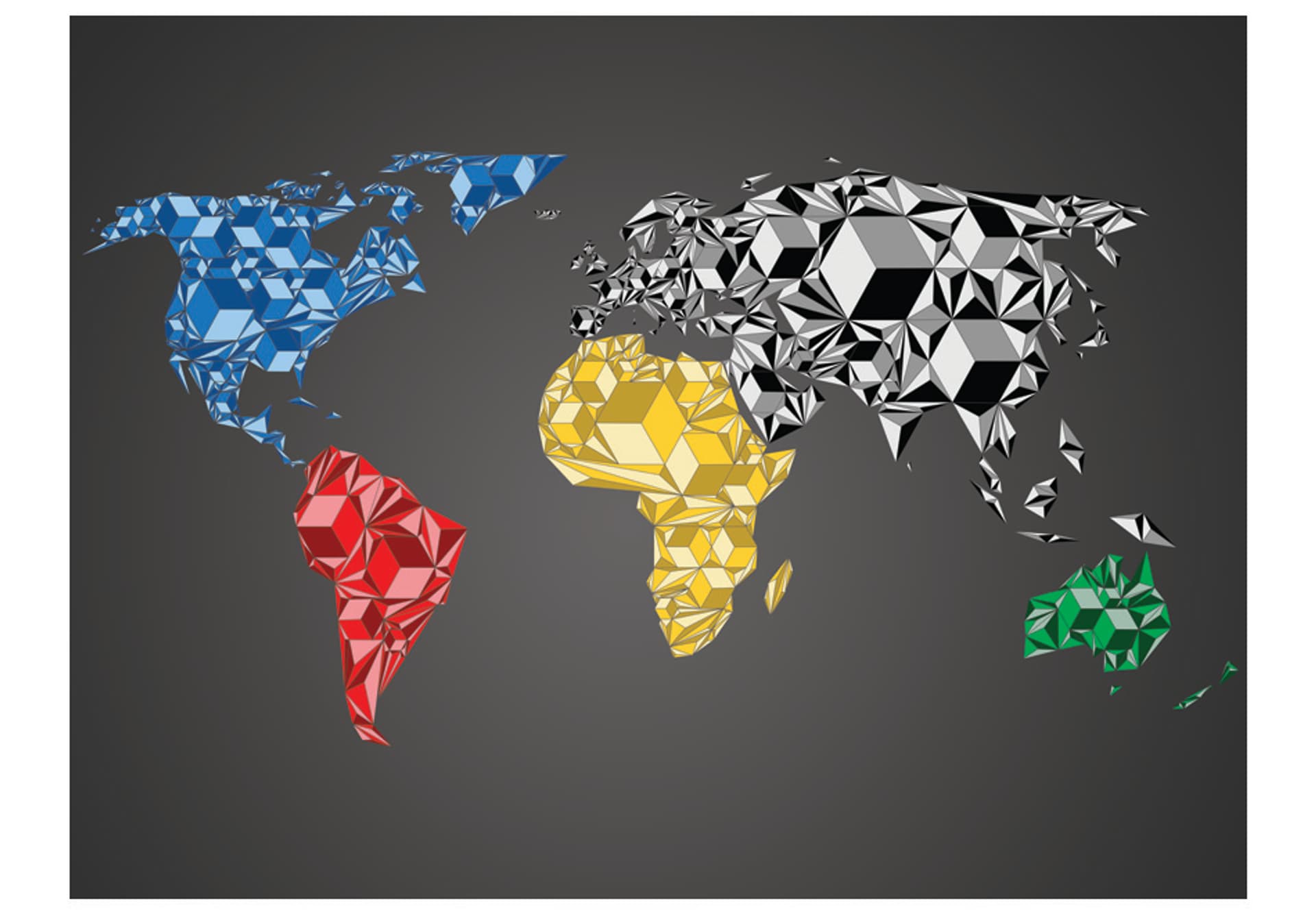 

Fototapeta - Map of the World - colorful solids (rozmiar 250x193)