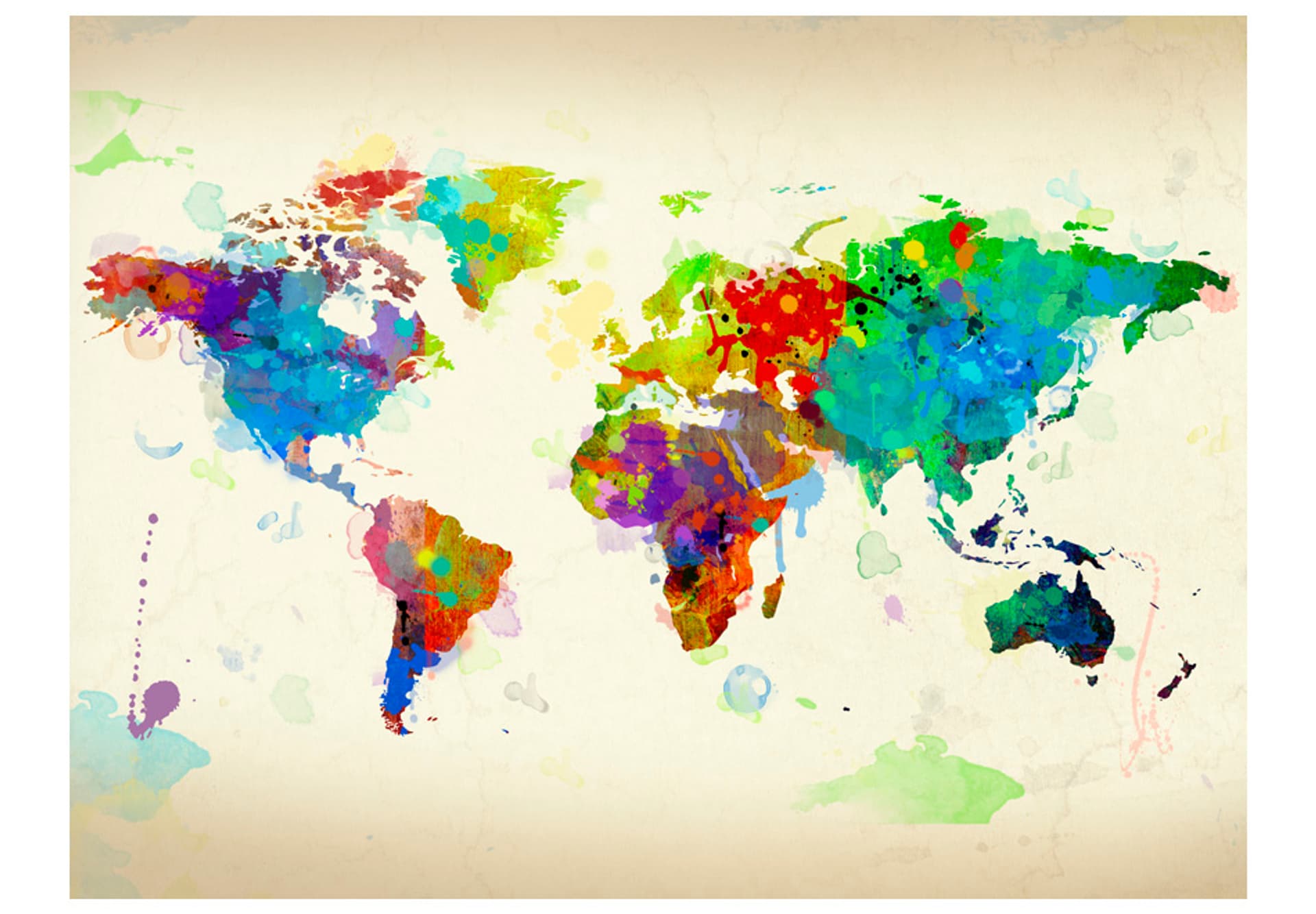 

Fototapeta - Paint splashes map of the World (rozmiar 350x270)