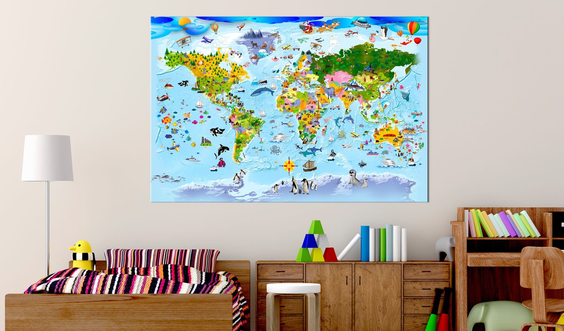 

Obraz na korku - Mapa dla dzieci: Kolorowe podróże [Mapa korkowa] (rozmiar 120x80)