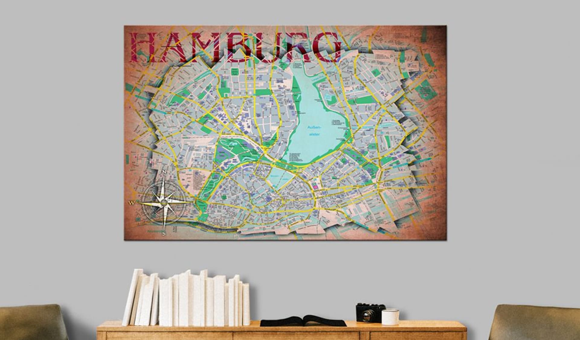 

Obraz - Mapa Hamburga (rozmiar 60x40)