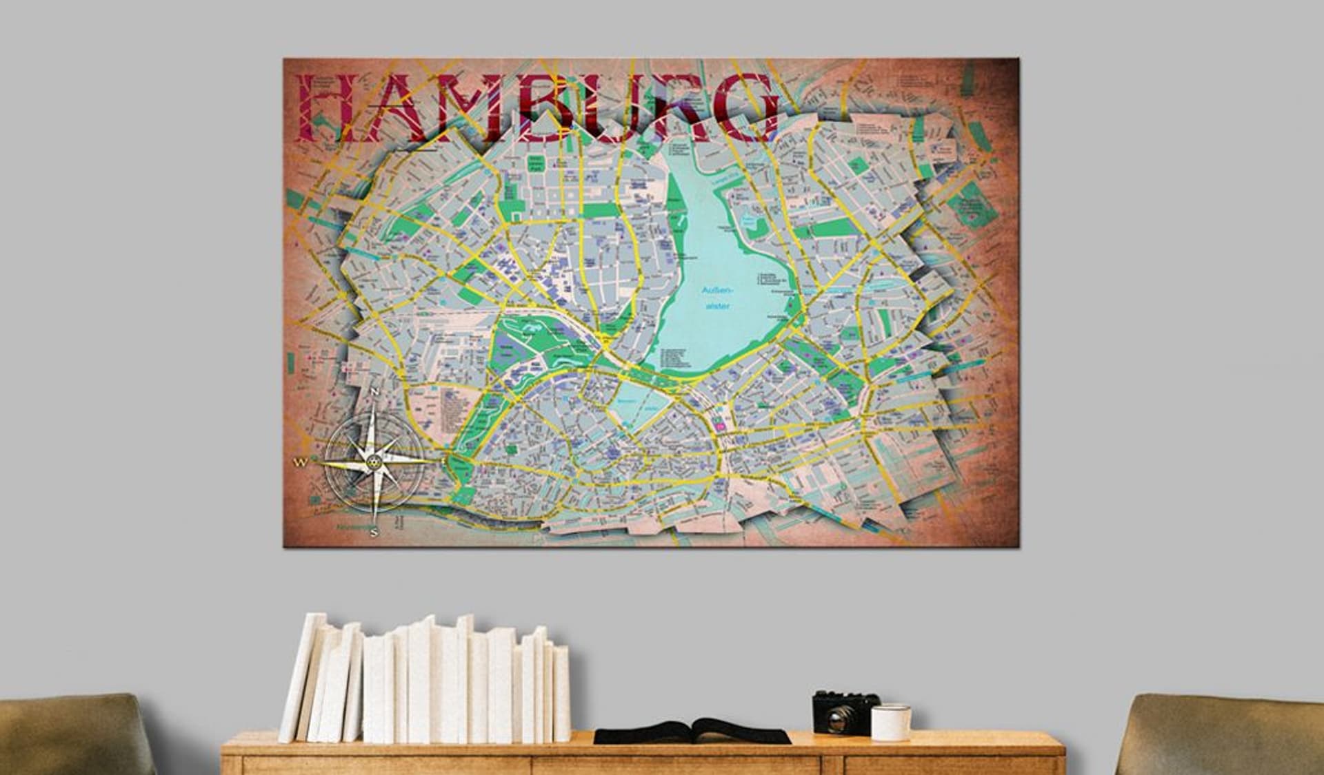 

Obraz - Mapa Hamburga (rozmiar 90x60)