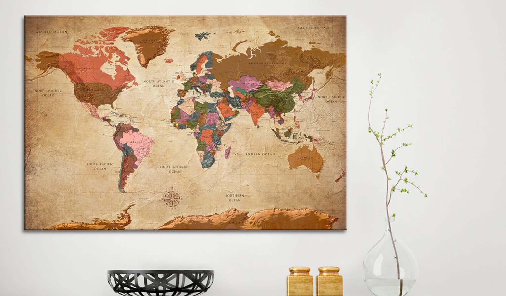 

Obraz - Mapa świata: Brązowa elegancja (rozmiar 120x80)