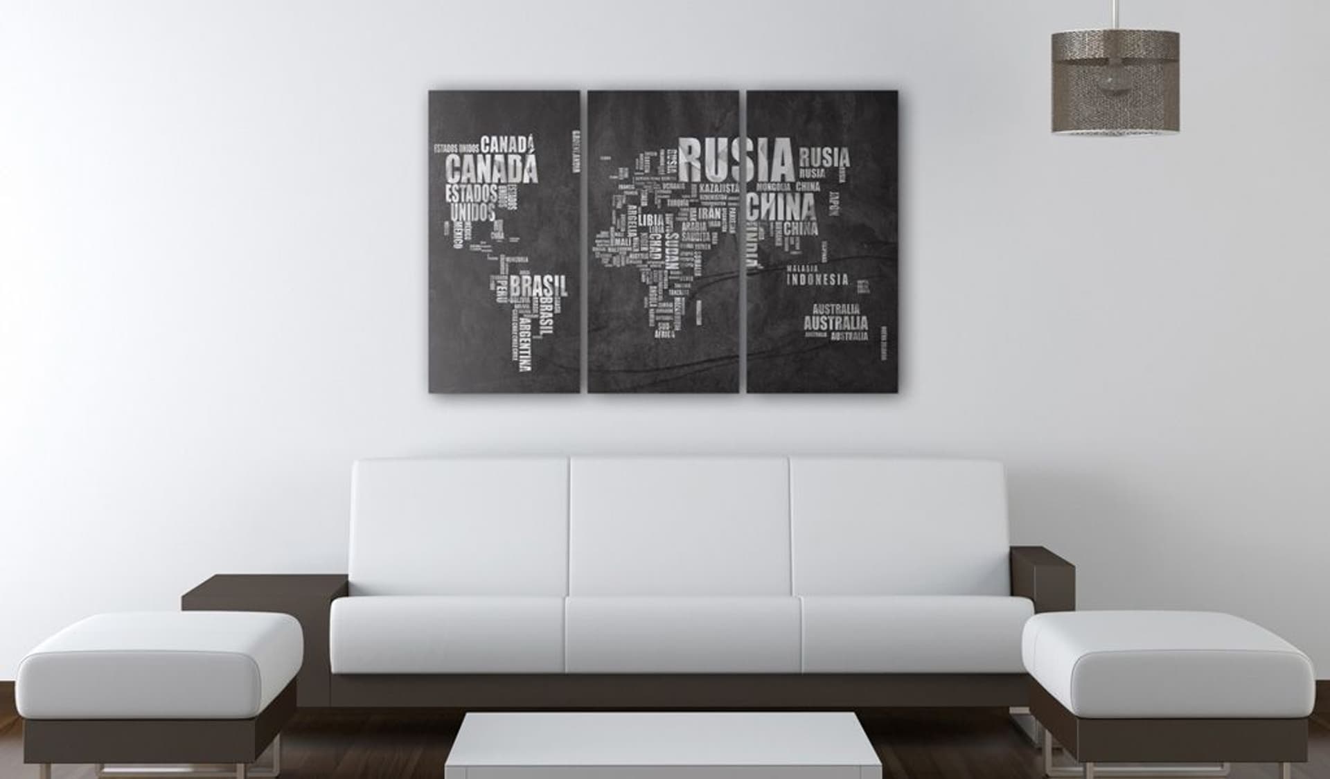 

Obraz - Mapa świata (Język hiszpański) - tryptyk (rozmiar 120x80)