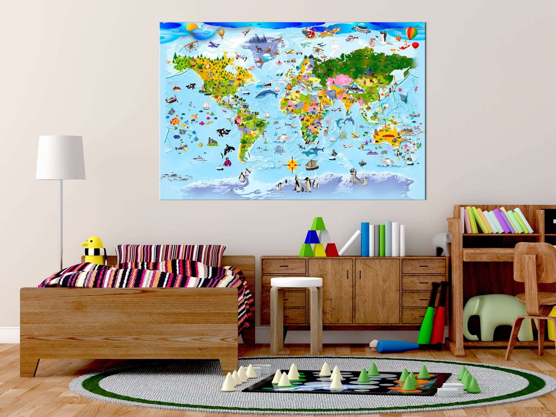 

Obraz - Mapa świata dla dzieci - kolorowe podróże (rozmiar 60x40)