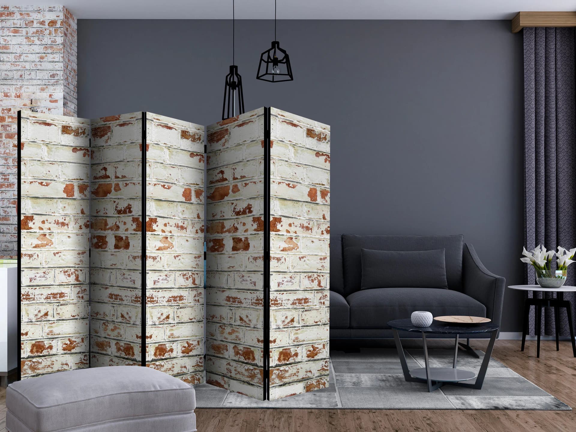 

Parawan 5-częściowy - Ceglana opowieść II [Room Dividers] (rozmiar 225x172)