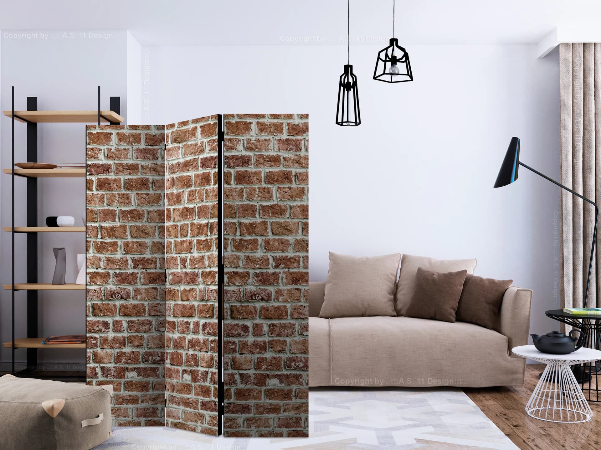 

Parawan 3-częściowy - Ceglana przestrzeń [Room Dividers] (rozmiar 135x172)