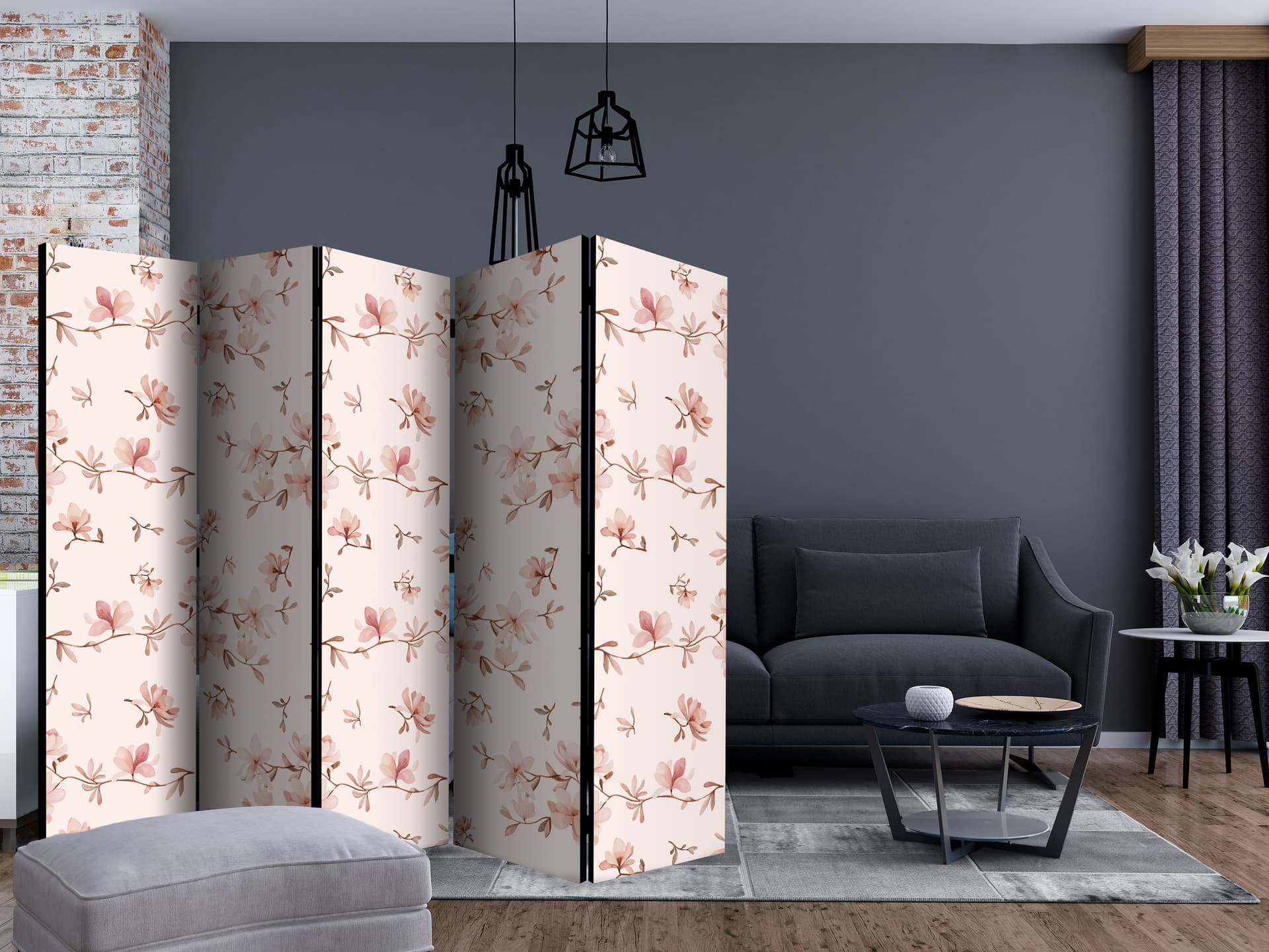 

Parawan 5-częściowy - Gałązki magnolii II [Room Dividers] (rozmiar 225x172)