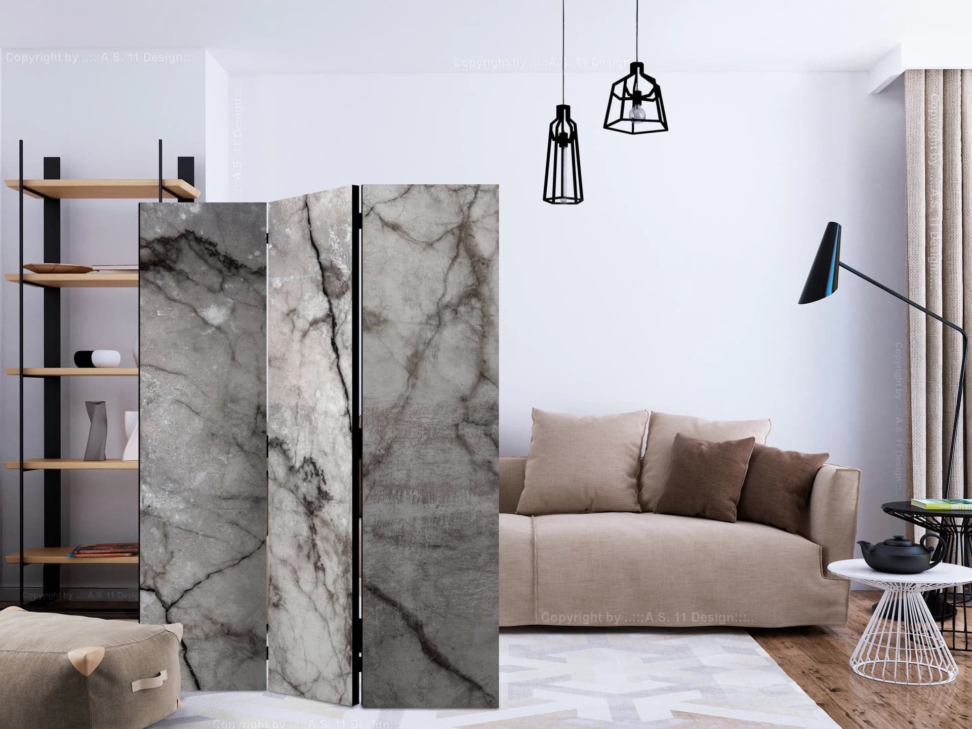 

Parawan 3-częściowy - Szary marmur [Room Dividers] (rozmiar 135x172)
