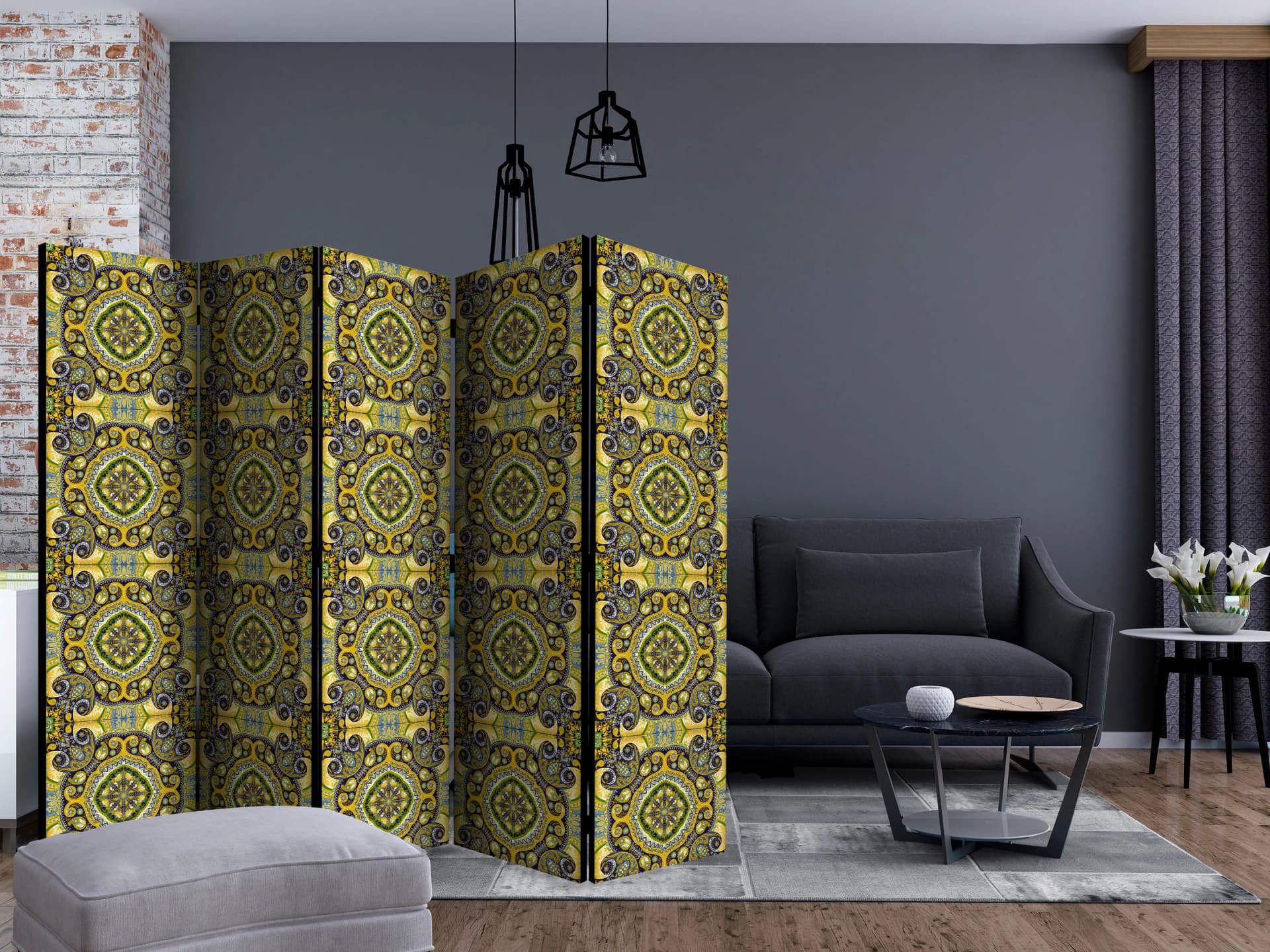 

Parawan 5-częściowy - Malachitowa mozaika II [Room Dividers] (rozmiar 225x172)