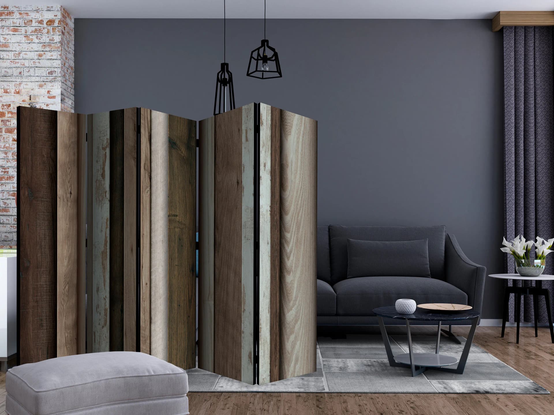 

Parawan 5-częściowy - Drewniany wachlarz II [Room Dividers] (rozmiar 225x172)