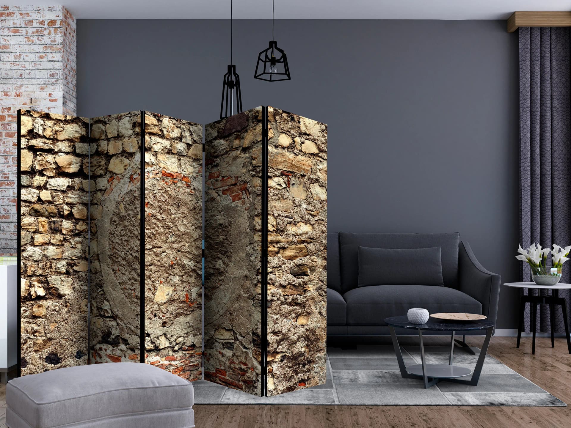 

Parawan 5-częściowy - Kamienna walka II [Room Dividers] (rozmiar 225x172)