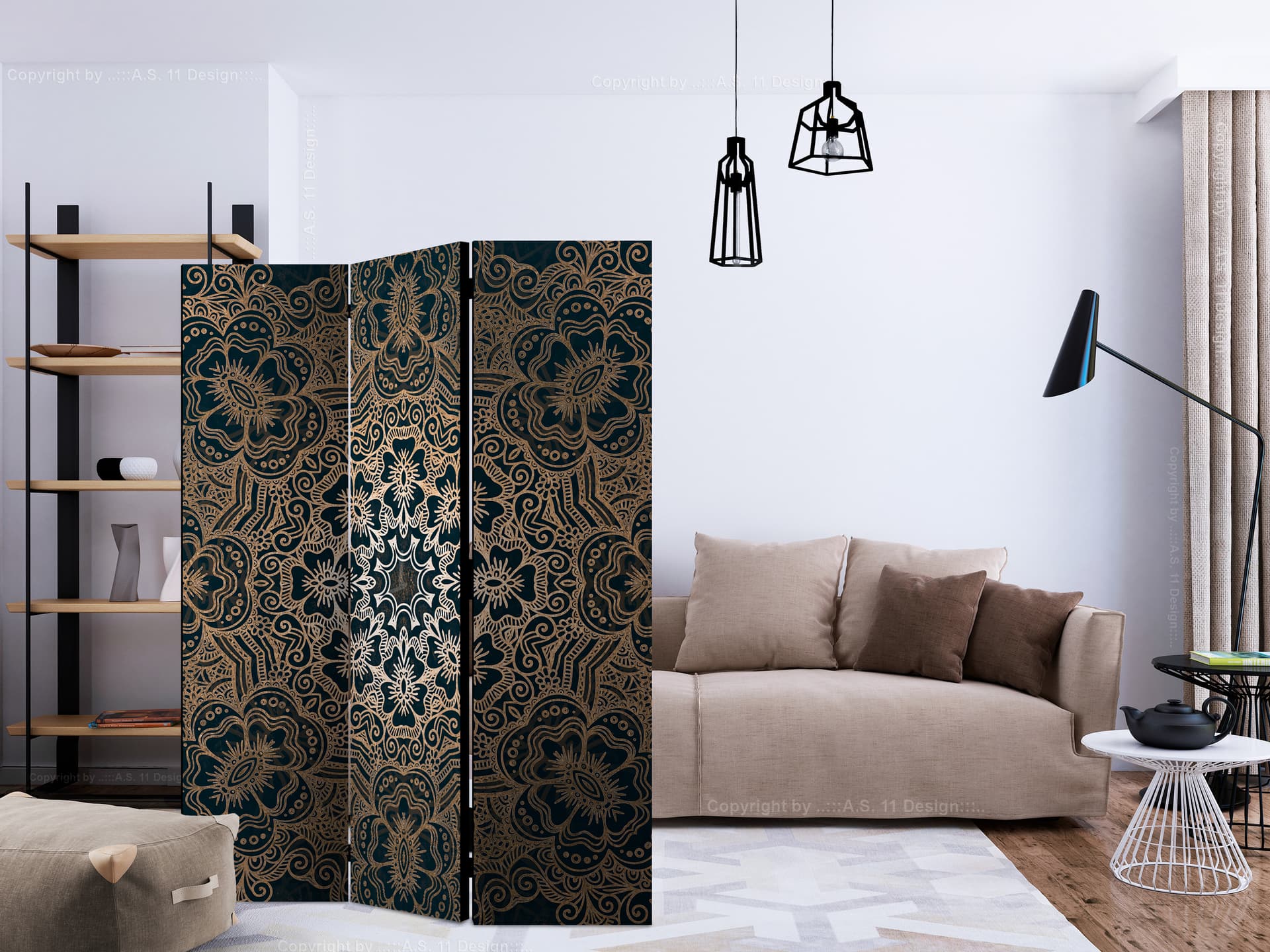 

Parawan 3-częściowy - Misterny wzór [Room Dividers] (rozmiar 135x172)
