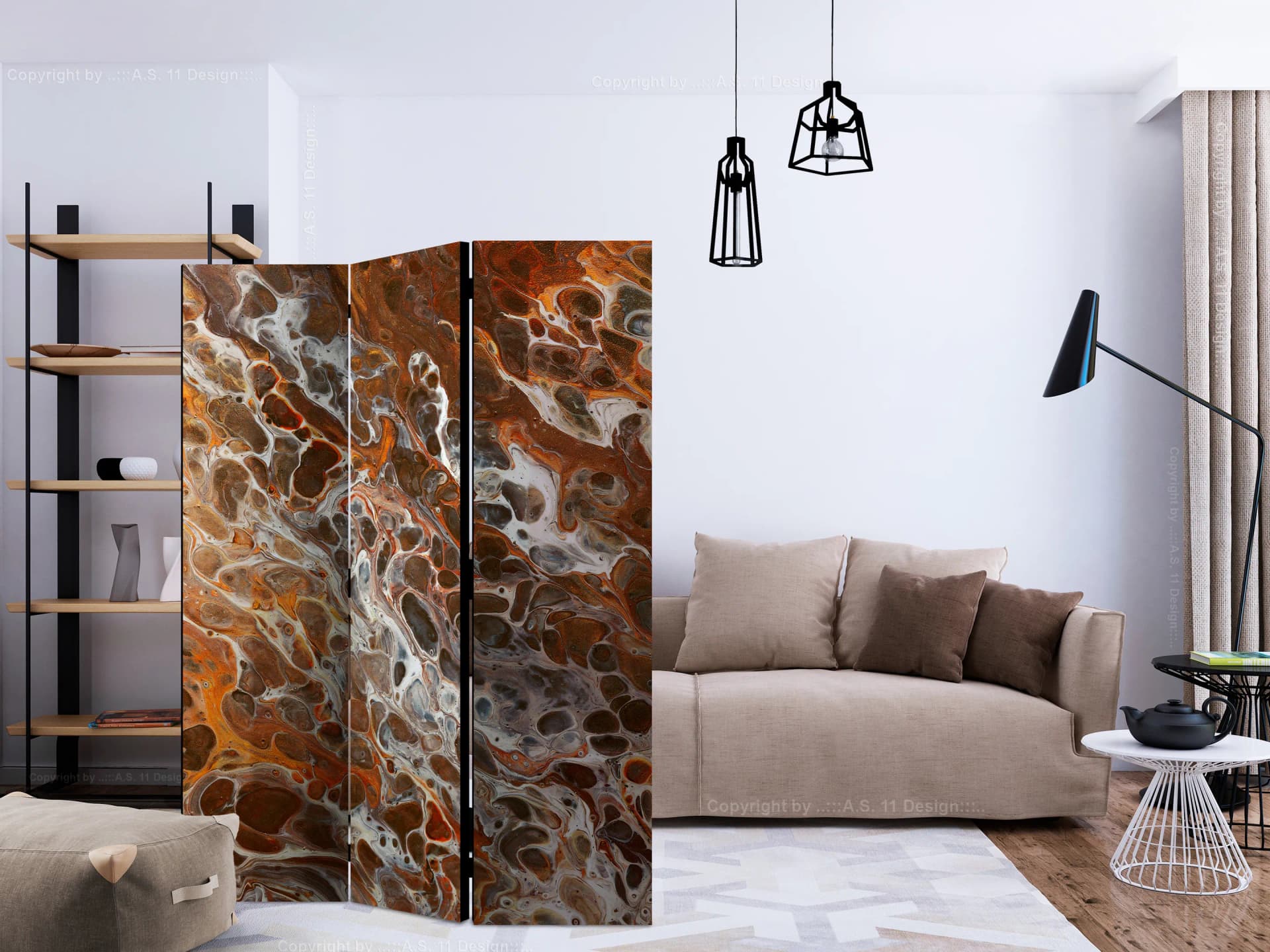 

Parawan 3-częściowy - Brązowe kratery [Room Dividers] (rozmiar 135x172)
