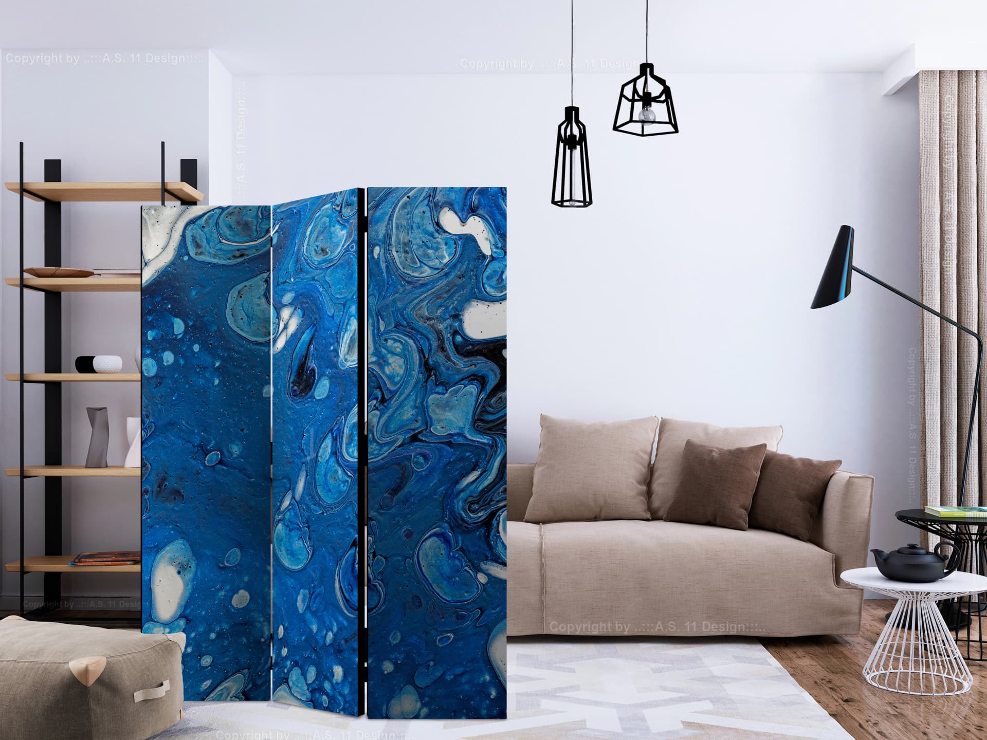 

Parawan 3-częściowy - Potok błękitu [Room Dividers] (rozmiar 135x172)