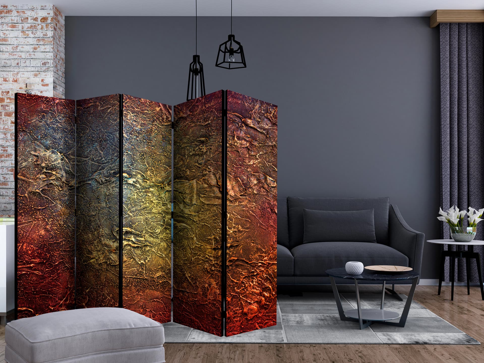 

Parawan 5-częściowy - Czerwone złoto II [Room Dividers] (rozmiar 225x172)