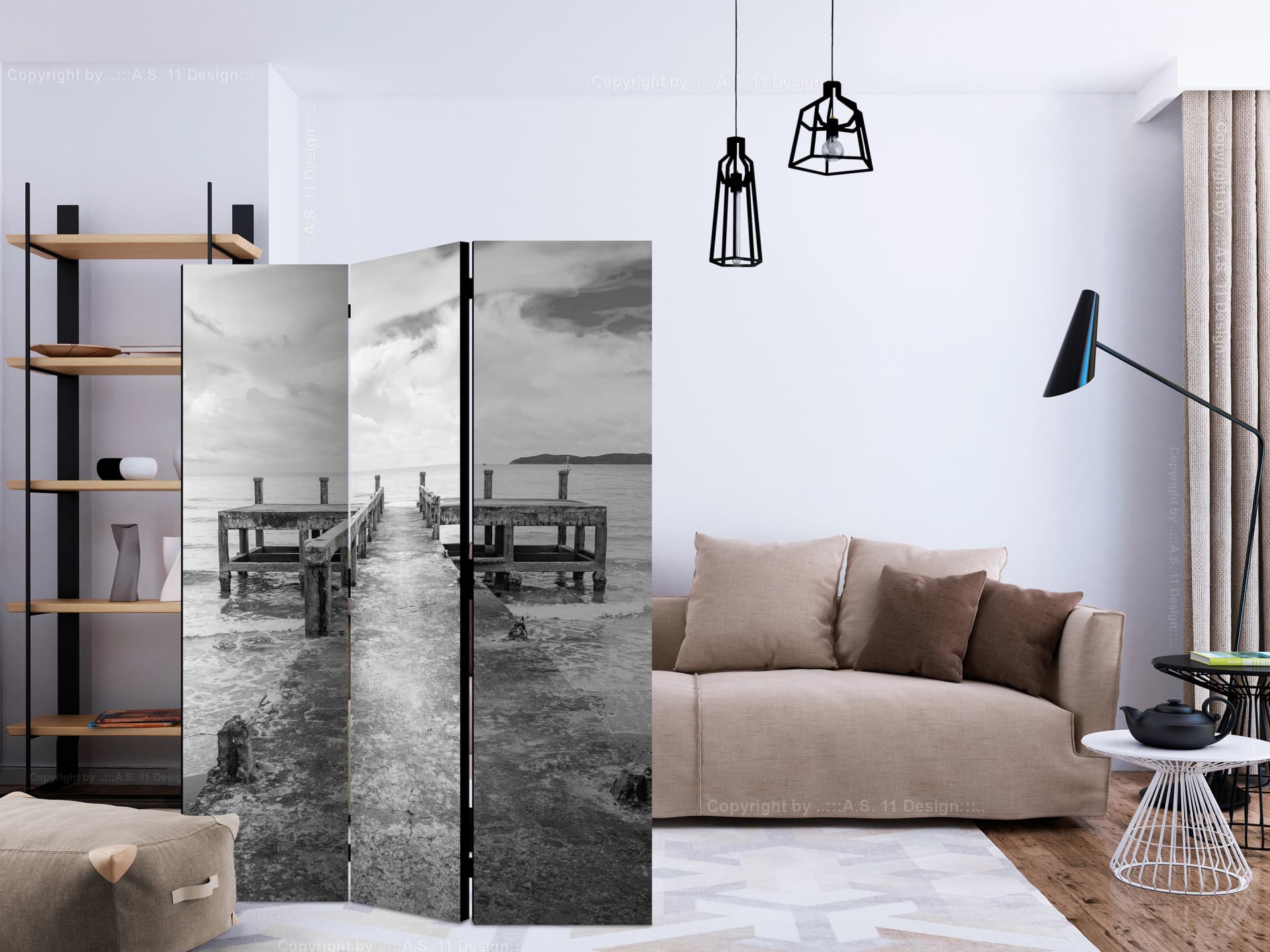 

Parawan 3-częściowy - Betonowe molo [Room Dividers] (rozmiar 135x172)