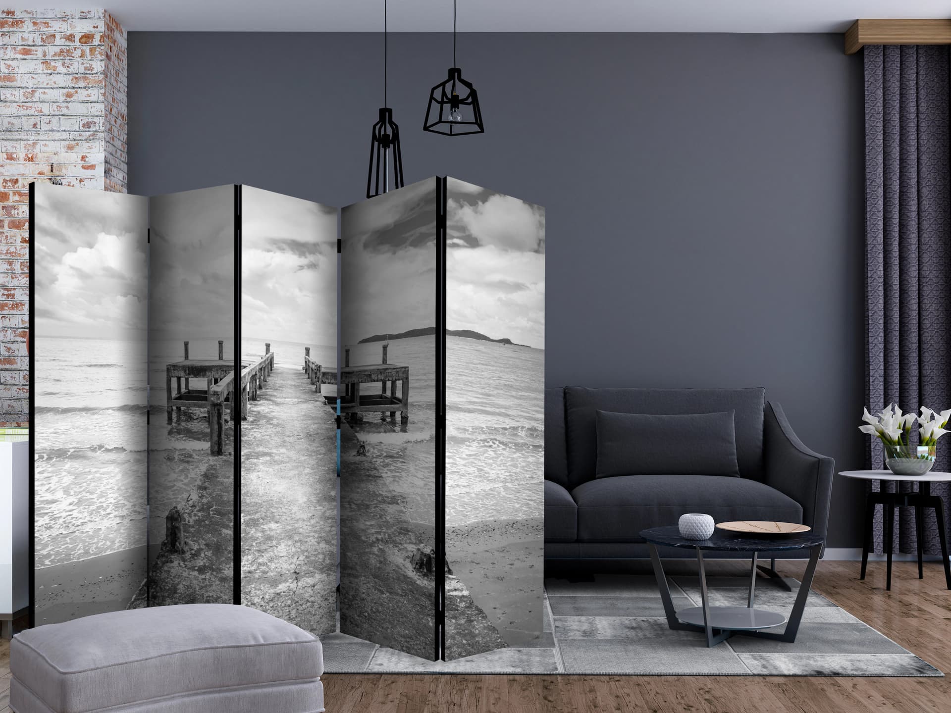 

Parawan 5-częściowy - Betonowe molo II [Room Dividers] (rozmiar 225x172)