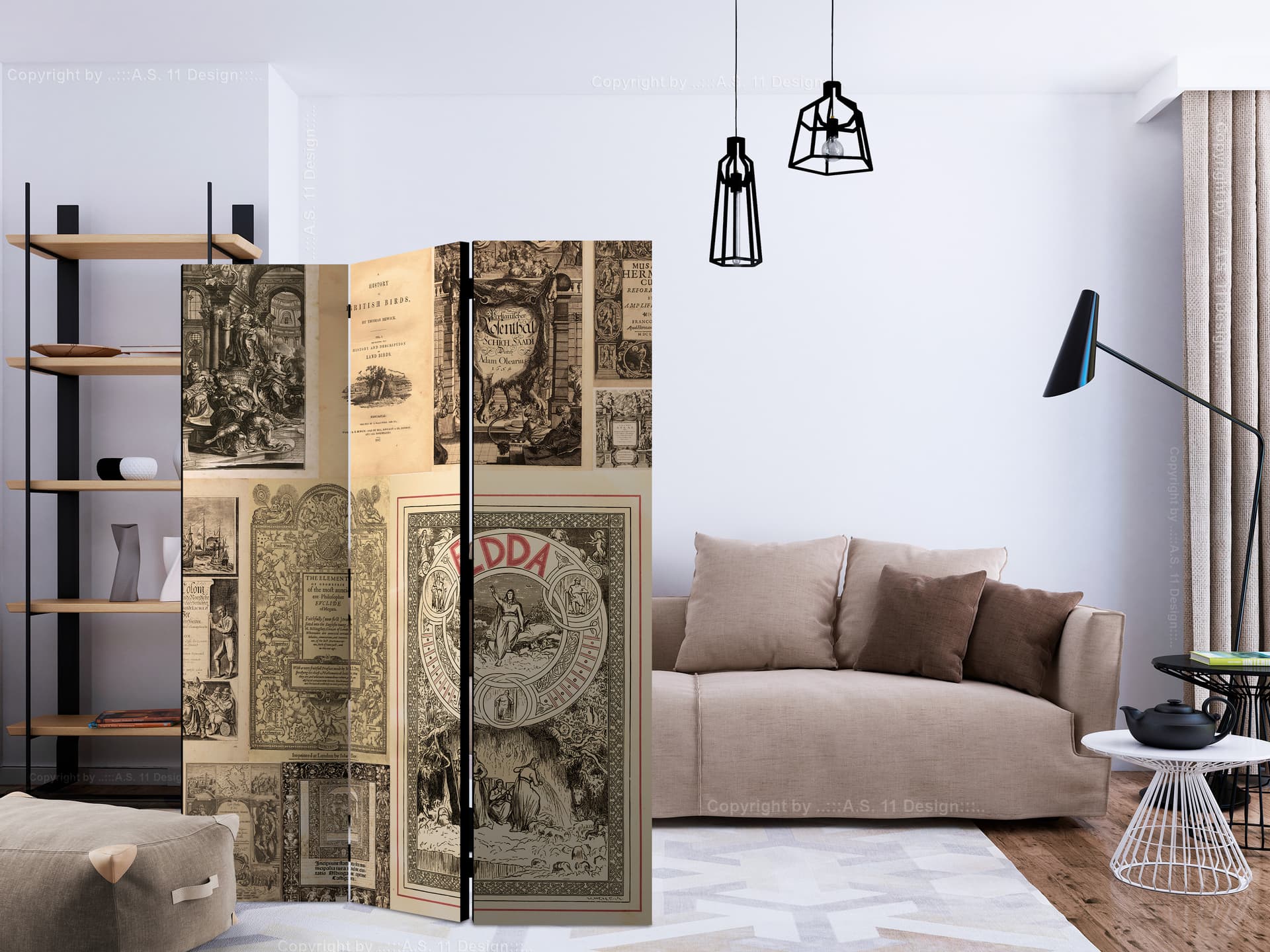 

Parawan 3-częściowy - Vintage Books [Room Dividers] (rozmiar 135x172)