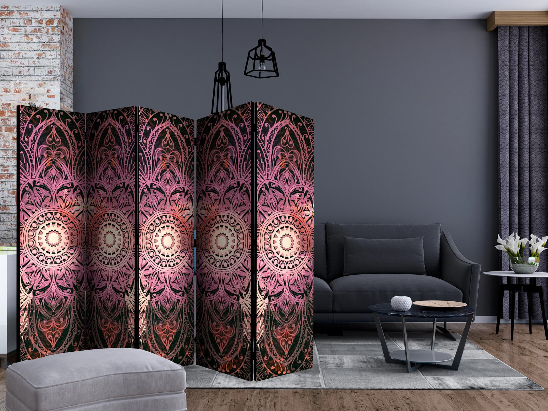 

Parawan 5-częściowy - Harmonia detalu II [Room Dividers] (rozmiar 225x172)