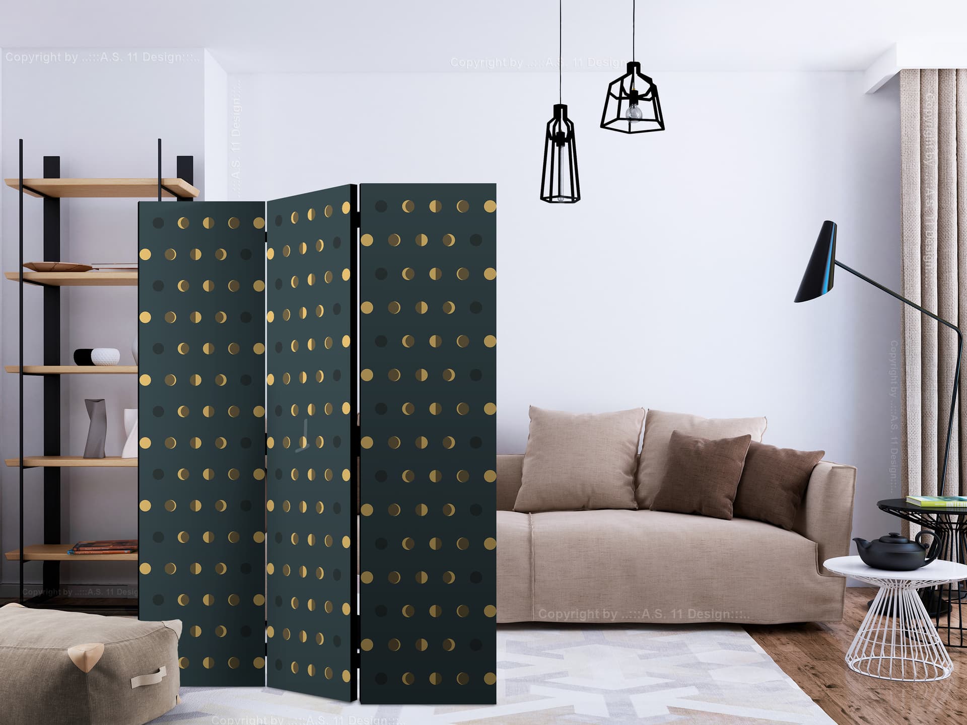 

Parawan 3-częściowy - W kropki [Room Dividers] (rozmiar 135x172)