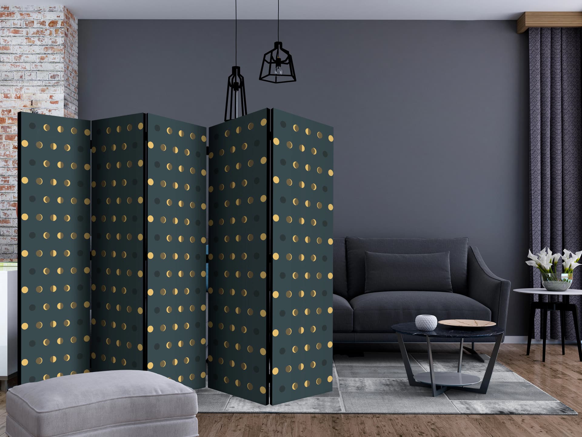 

Parawan 5-częściowy - W kropki II [Room Dividers] (rozmiar 225x172)