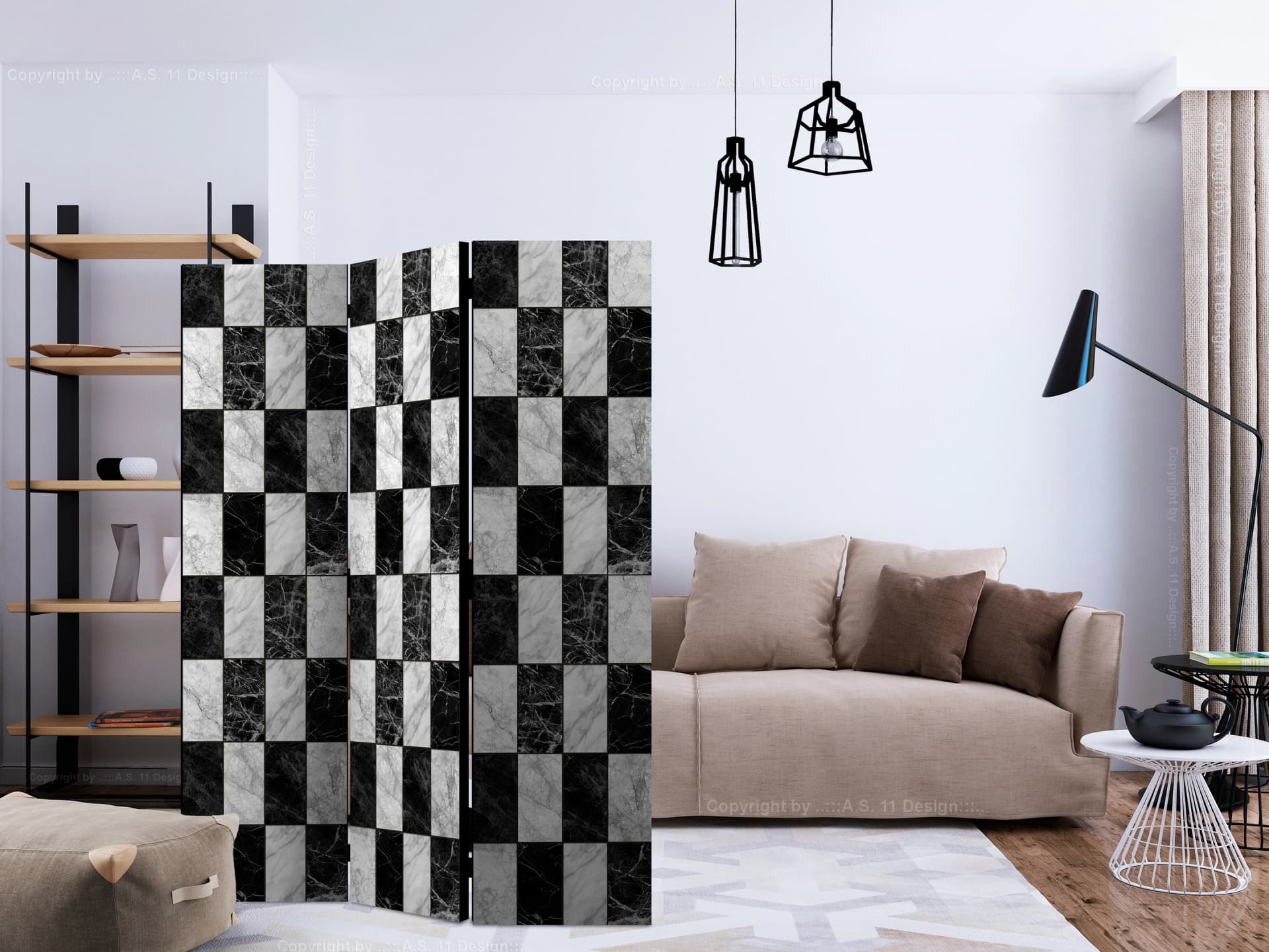 

Parawan 3-częściowy - Szachownica [Room Dividers] (rozmiar 135x172)