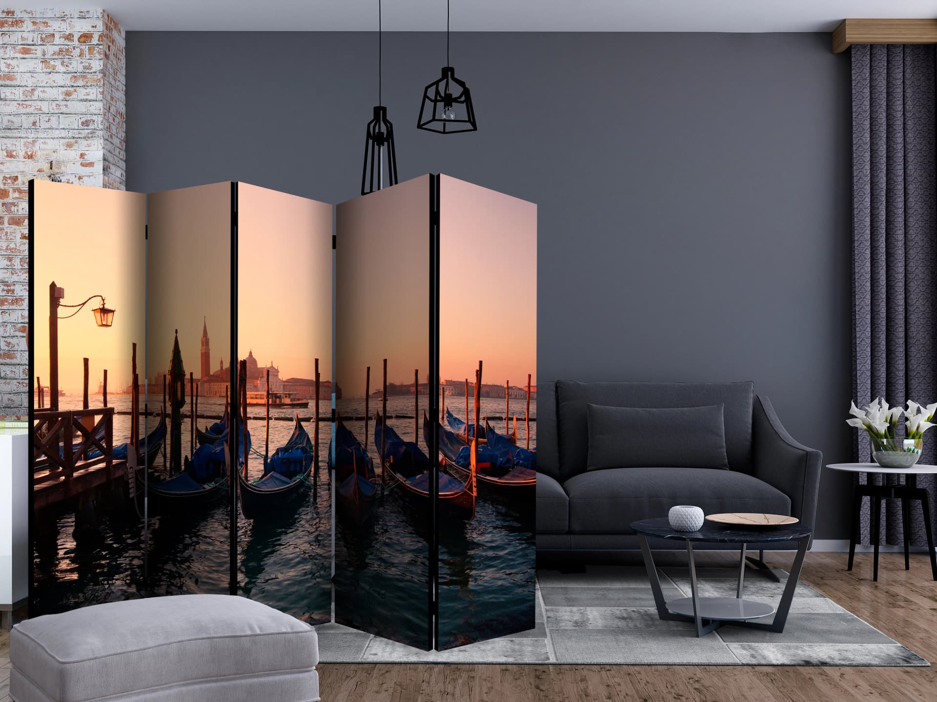 

Parawan 5-częściowy - Gondolą w nieznane II [Room Dividers] (rozmiar 225x172)