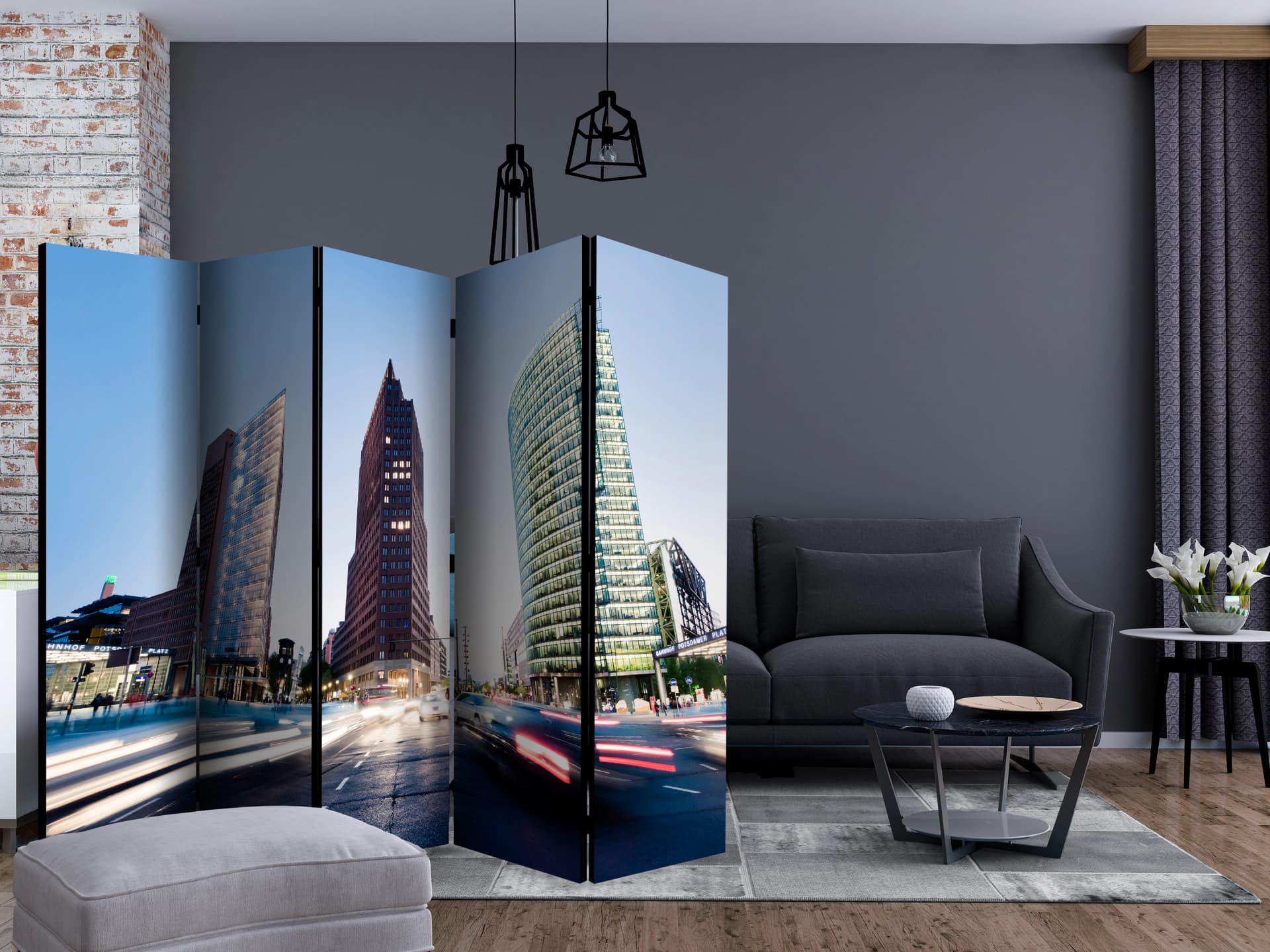 

Parawan 5-częściowy - Miejskie tempo II [Room Dividers] (rozmiar 225x172)