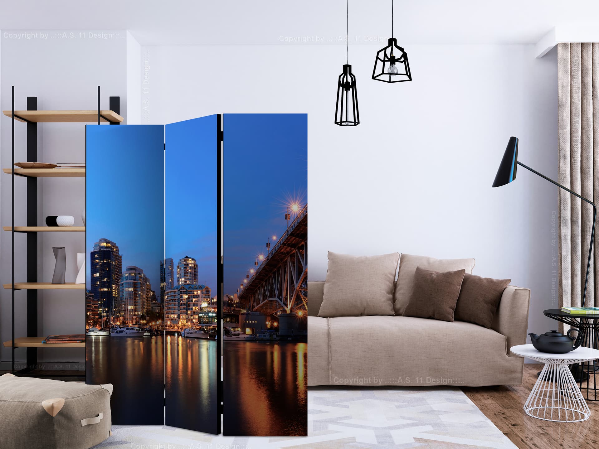 

Parawan 3-częściowy - Światła miasta [Room Dividers] (rozmiar 135x172)