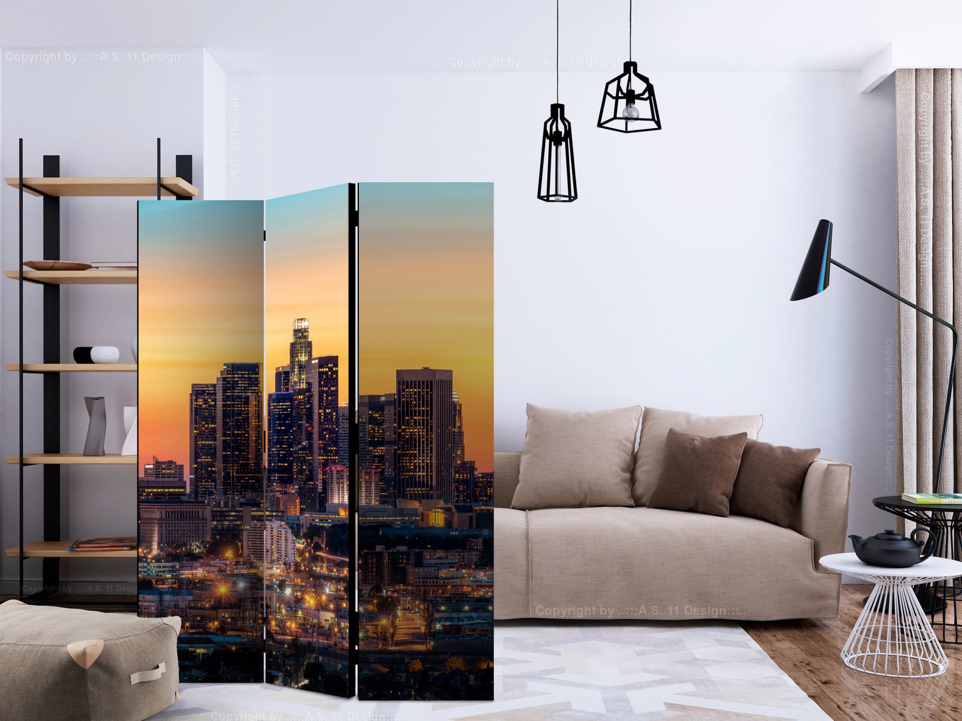 

Parawan 3-częściowy - Kalifornijski wieczór [Room Dividers] (rozmiar 135x172)