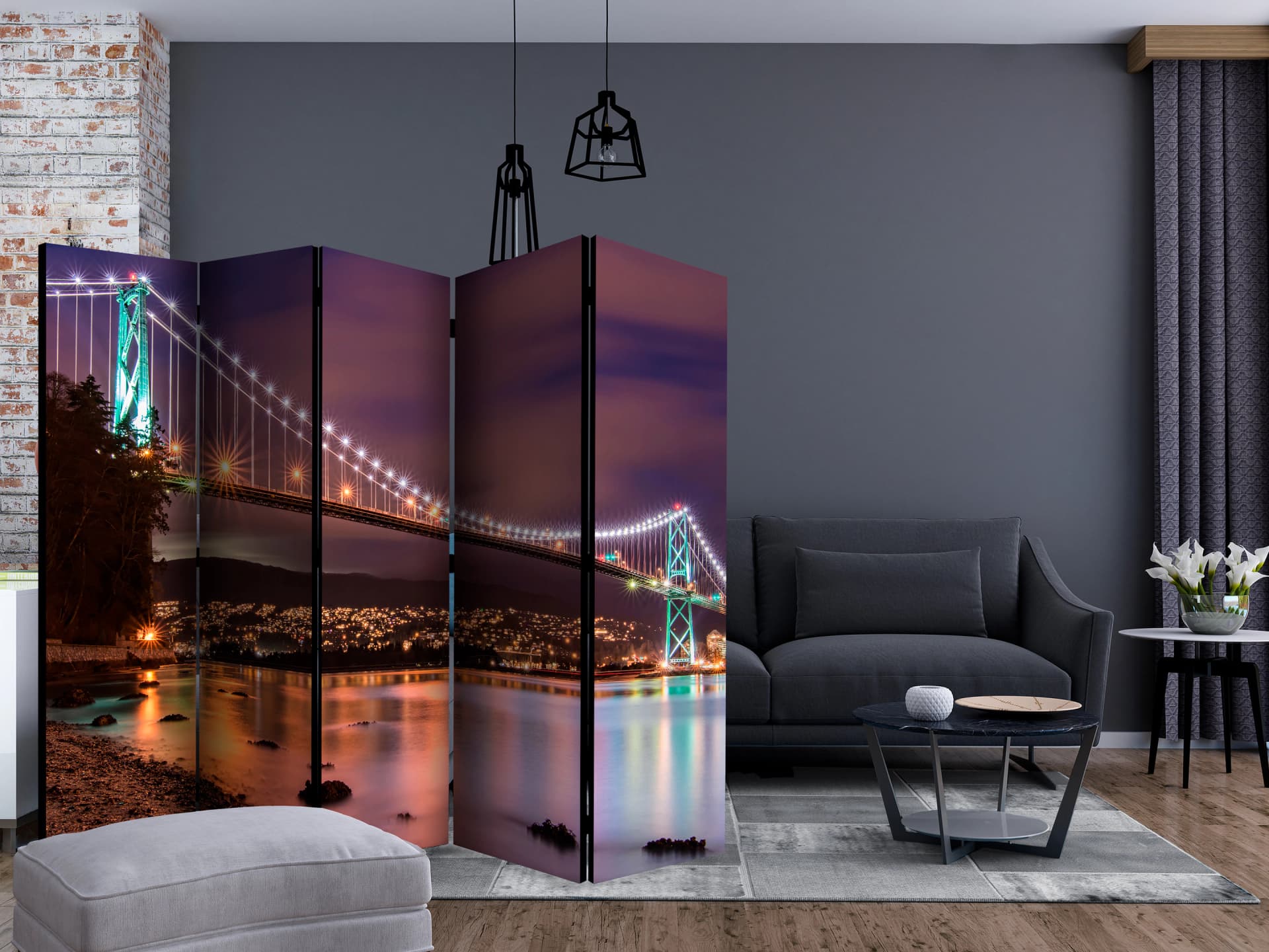 

Parawan 5-częściowy - Łuna nad miastem II [Room Dividers] (rozmiar 225x172)
