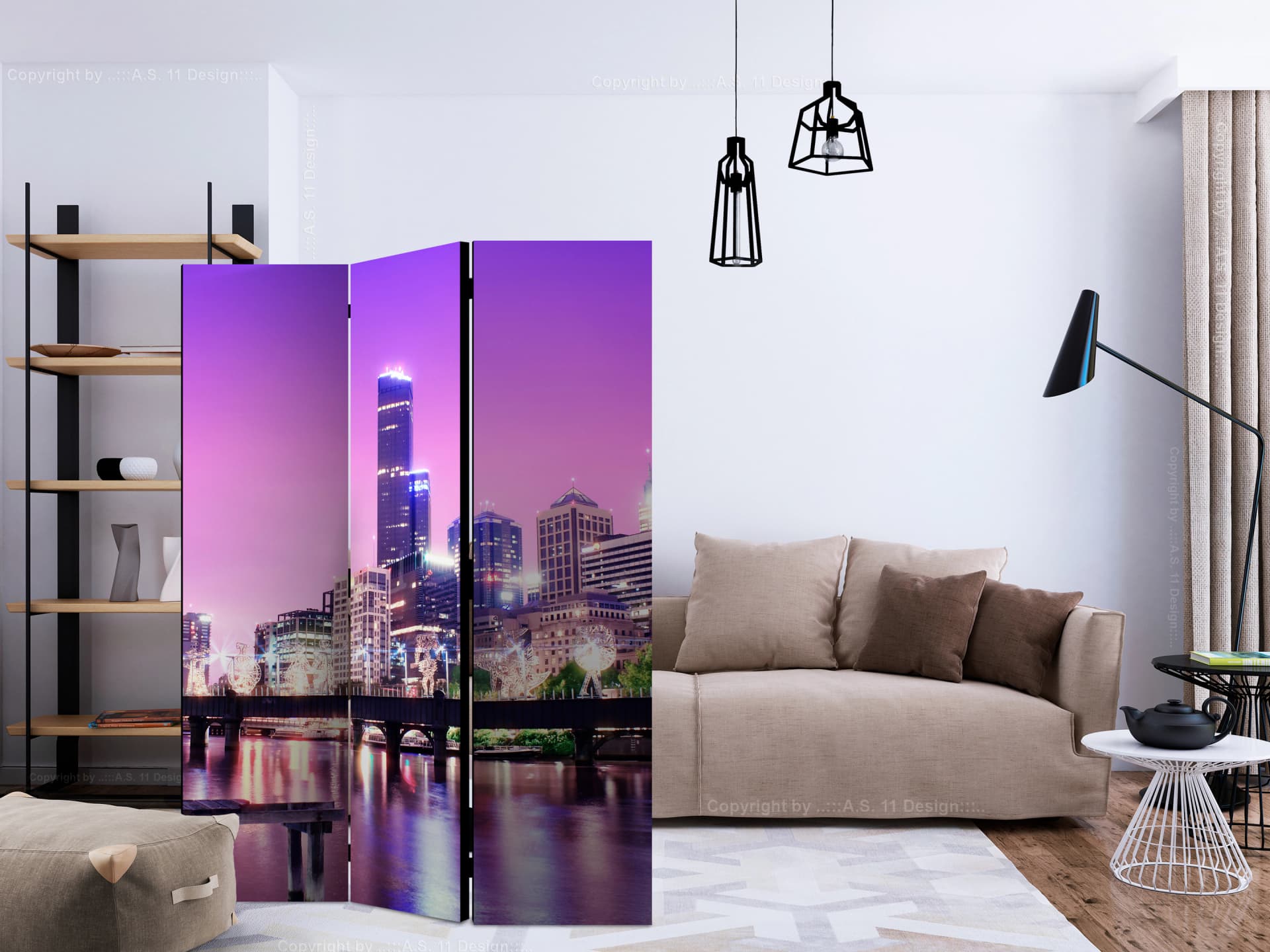 

Parawan 3-częściowy - Purpurowe Melbourne [Room Dividers] (rozmiar 135x172)