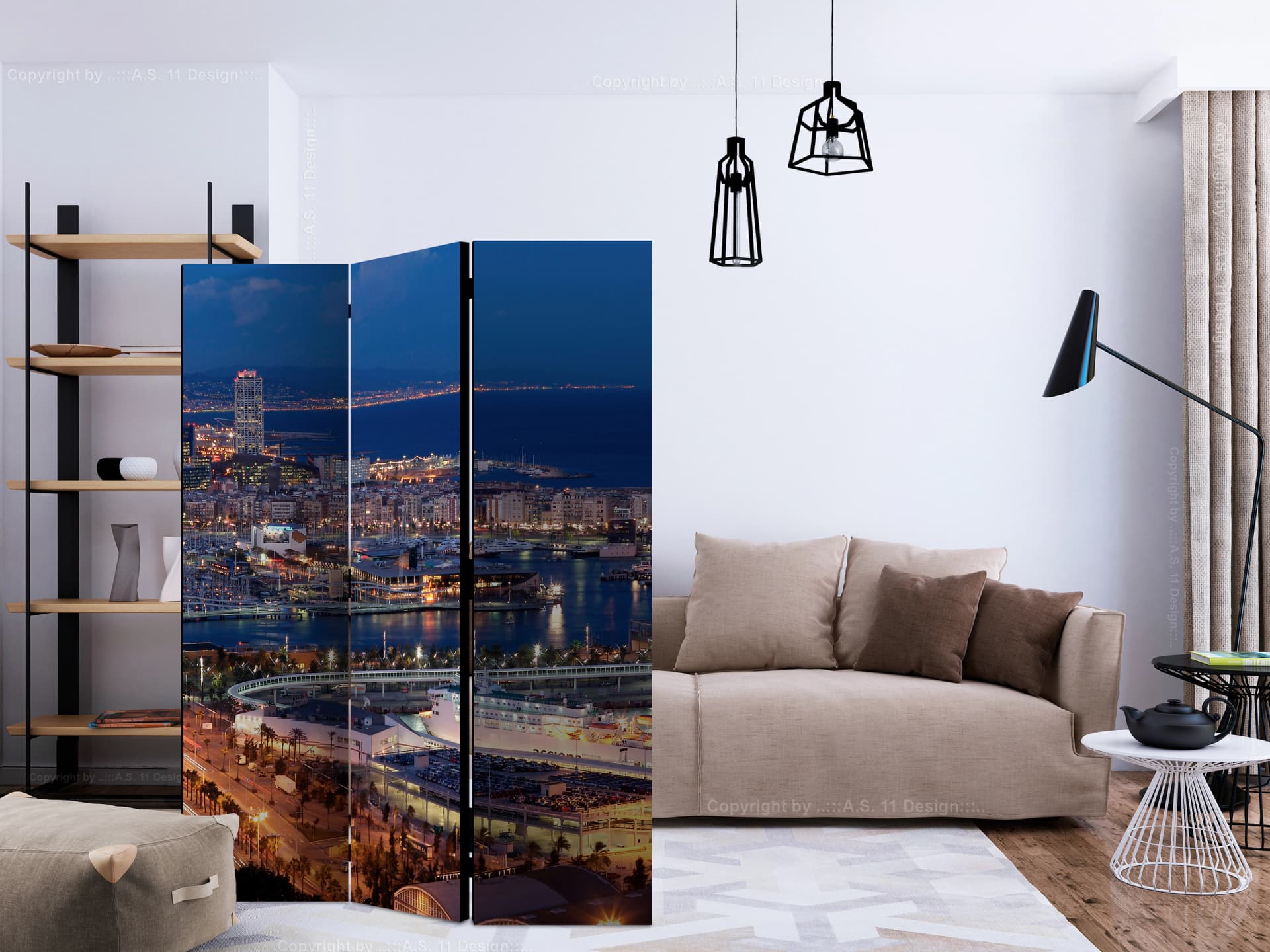 

Parawan 3-częściowy - Rozświetlona Barcelona [Room Dividers] (rozmiar 135x172)