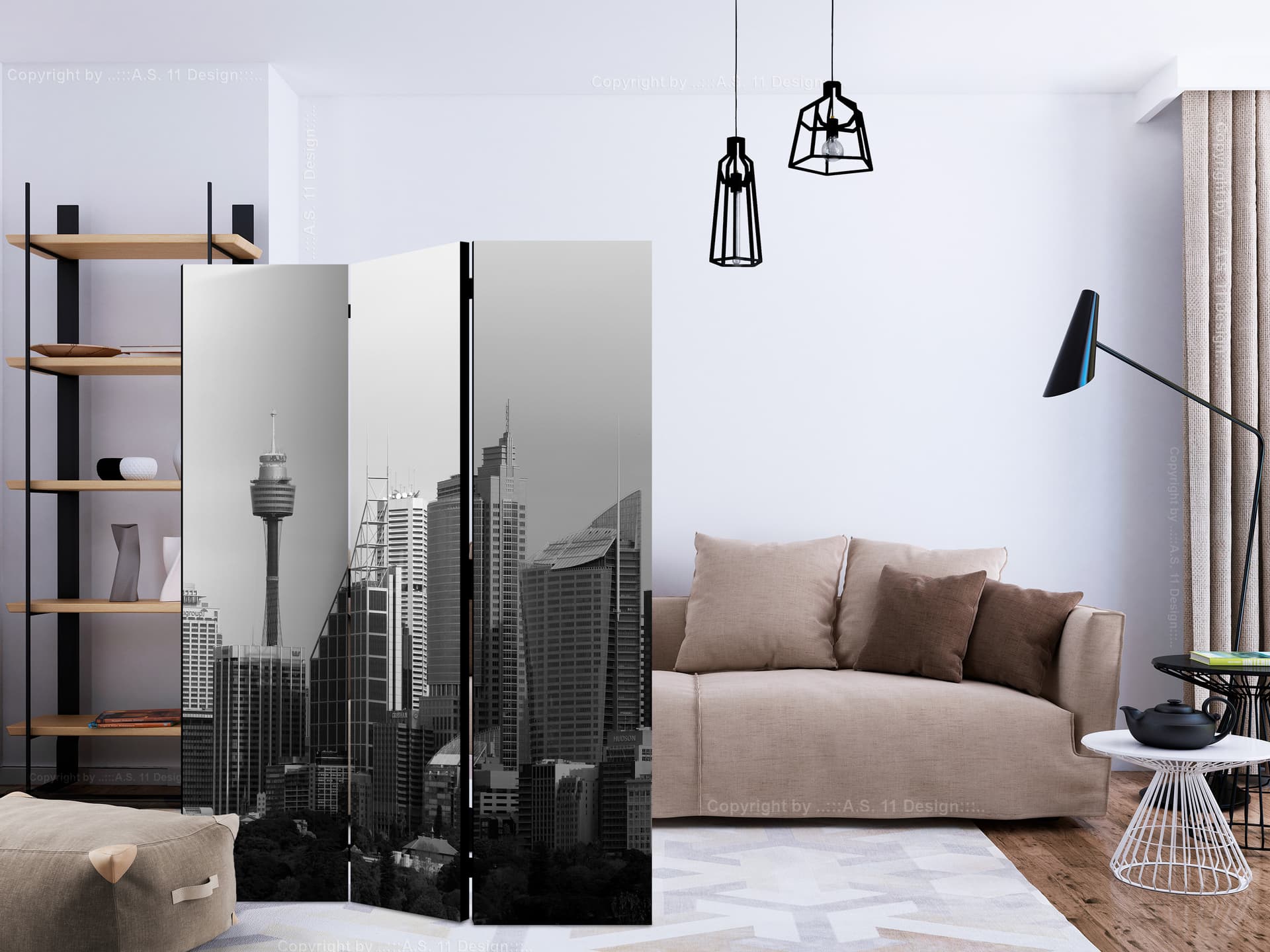 

Parawan 3-częściowy - Wieżowce w Sydney [Room Dividers] (rozmiar 135x172)