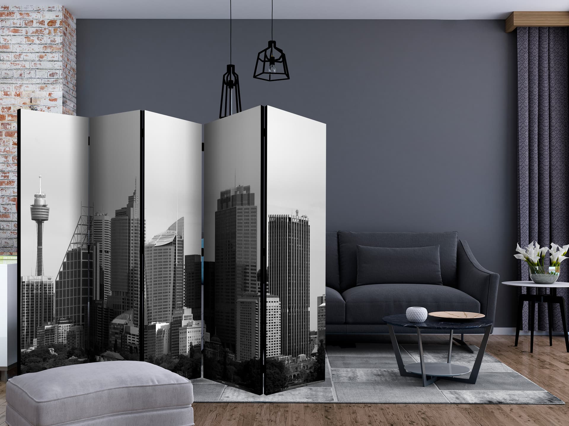 

Parawan 5-częściowy - Wieżowce w Sydney II [Room Dividers] (rozmiar 225x172)