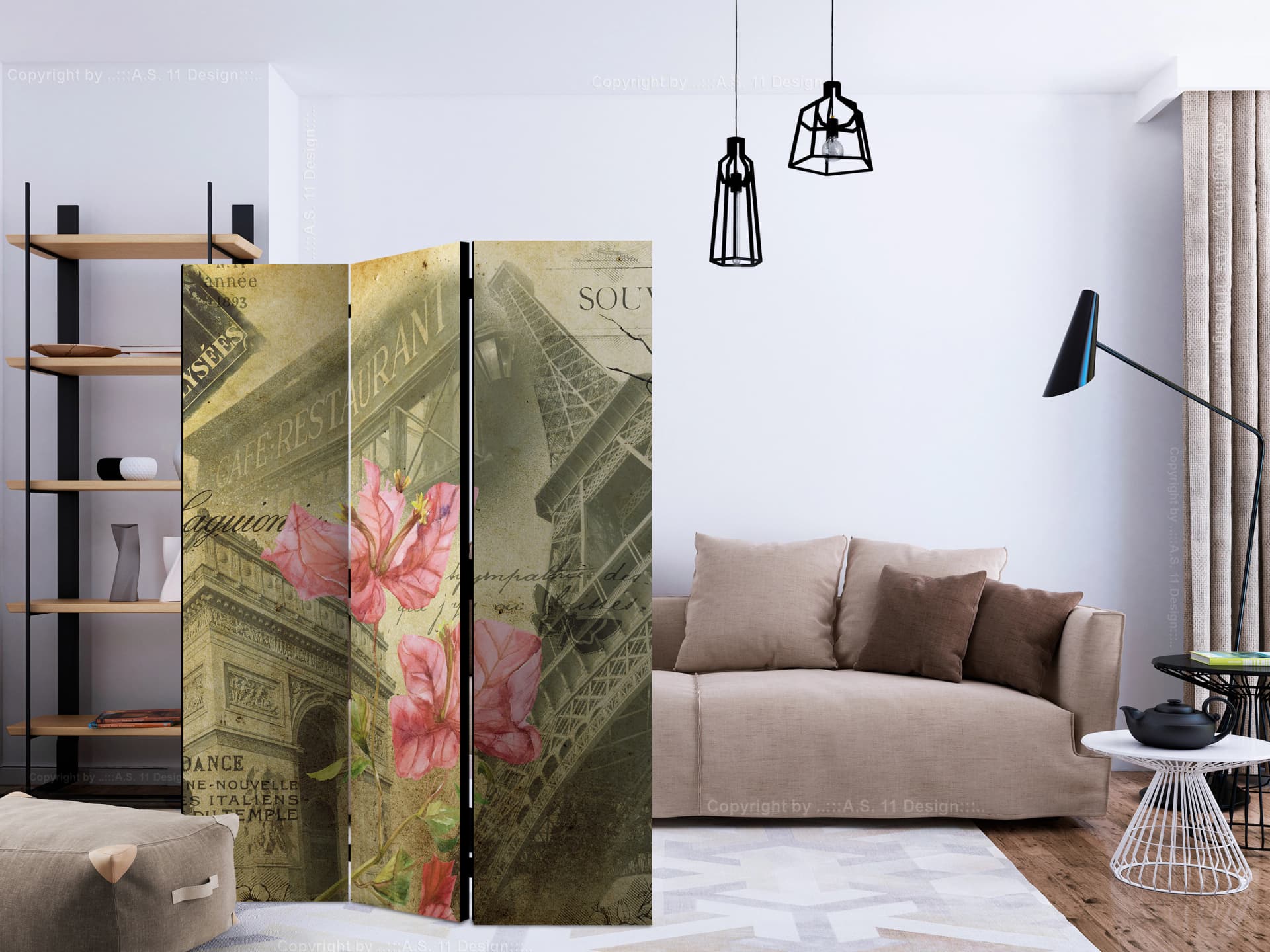 

Parawan 3-częściowy - Bonjour Paris! [Room Dividers] (rozmiar 135x172)