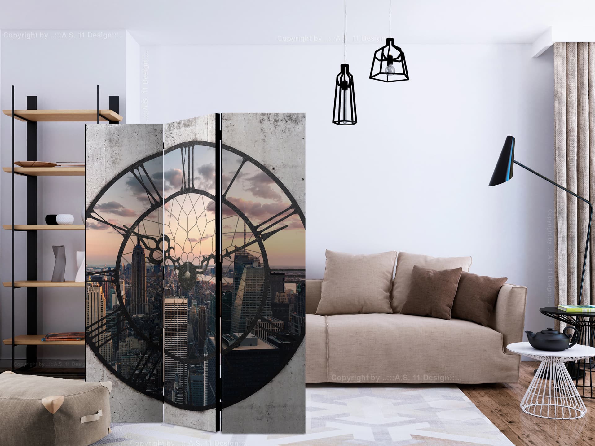 

Parawan 3-częściowy - NYC Time Zone [Room Dividers] (rozmiar 135x172)