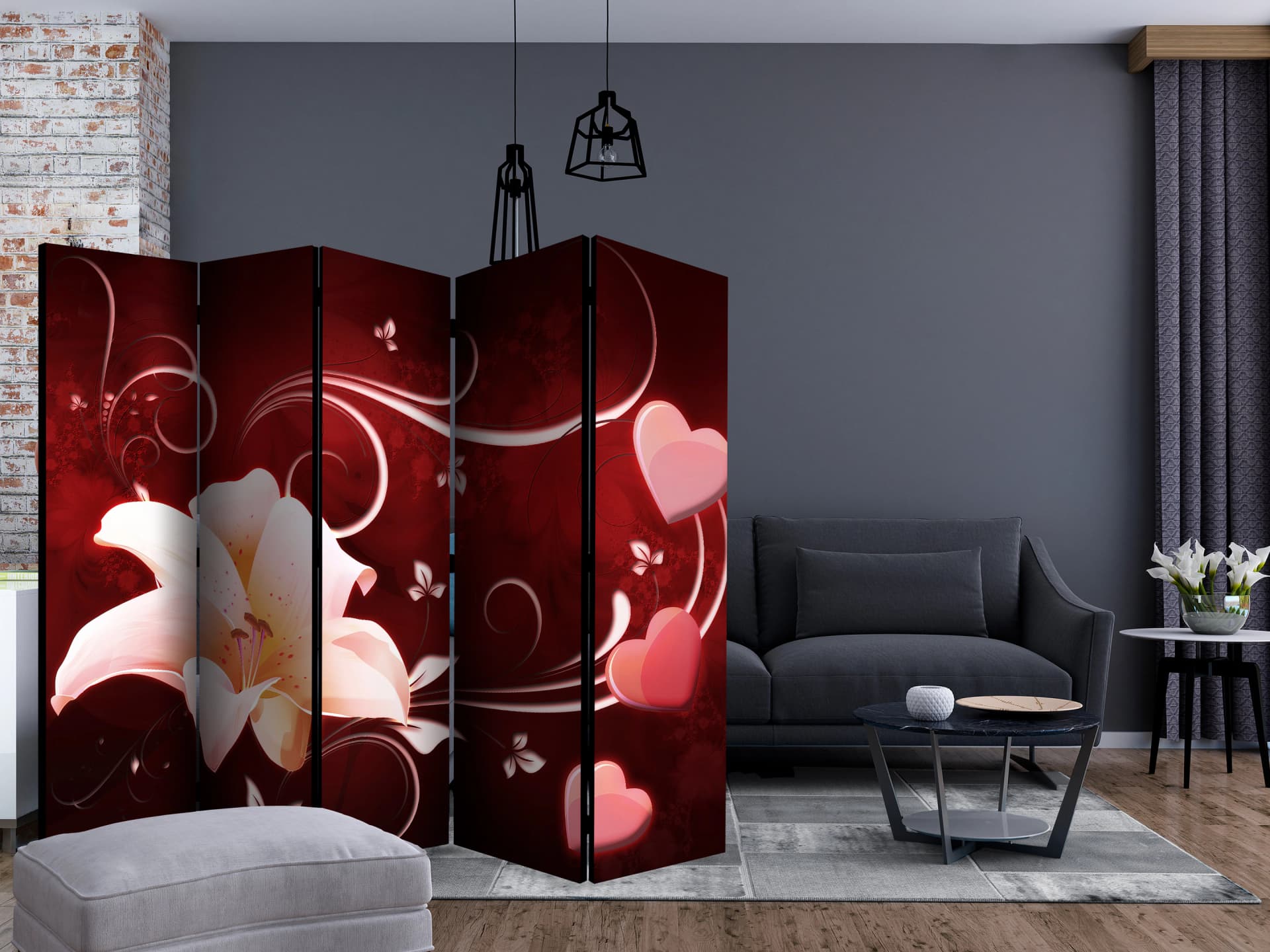 

Parawan 5-częściowy - Miłosne przesłanie II [Room Dividers] (rozmiar 225x172)