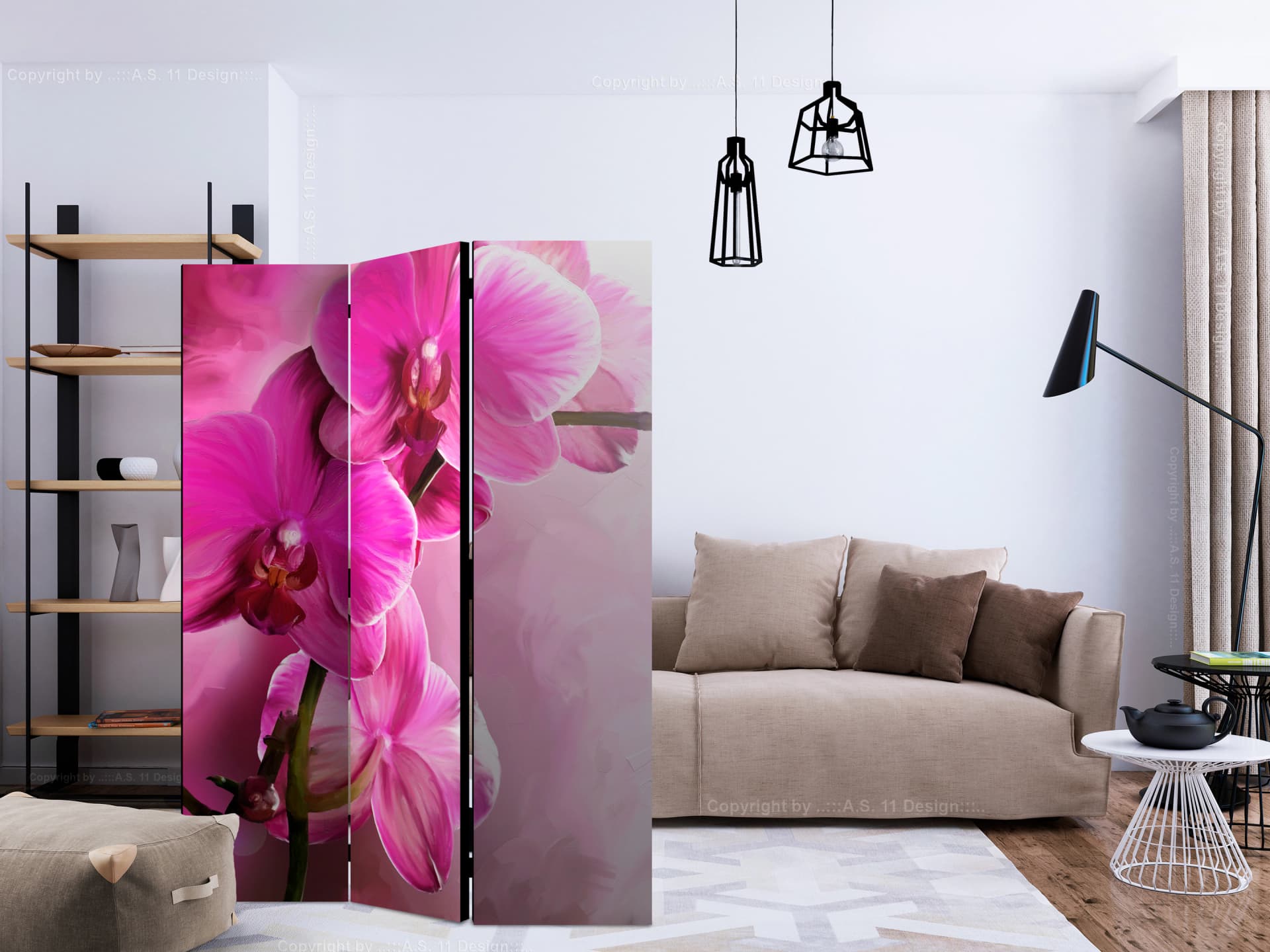 

Parawan 3-częściowy - Różowa orchidea [Room Dividers] (rozmiar 135x172)