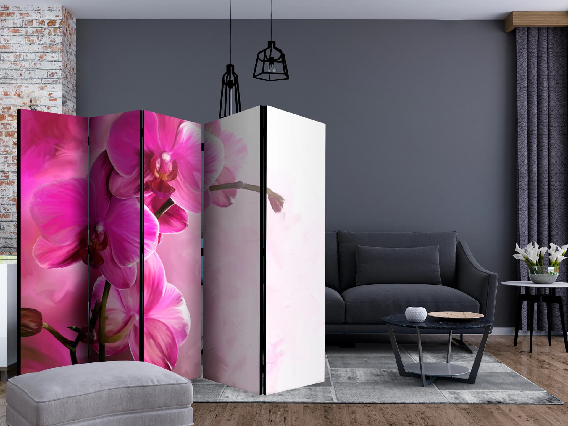 

Parawan 5-częściowy - Różowa orchidea II [Room Dividers] (rozmiar 225x172)